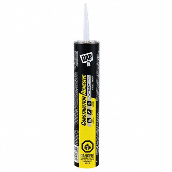 ADHÉSIF DE CONSTRUCTION, BLNC, CARTOUCHE 9OZ, FAIBLE ODEUR, DURCISSEMENT 2 JR, TEMPS DE TRAVAIL 15MIN