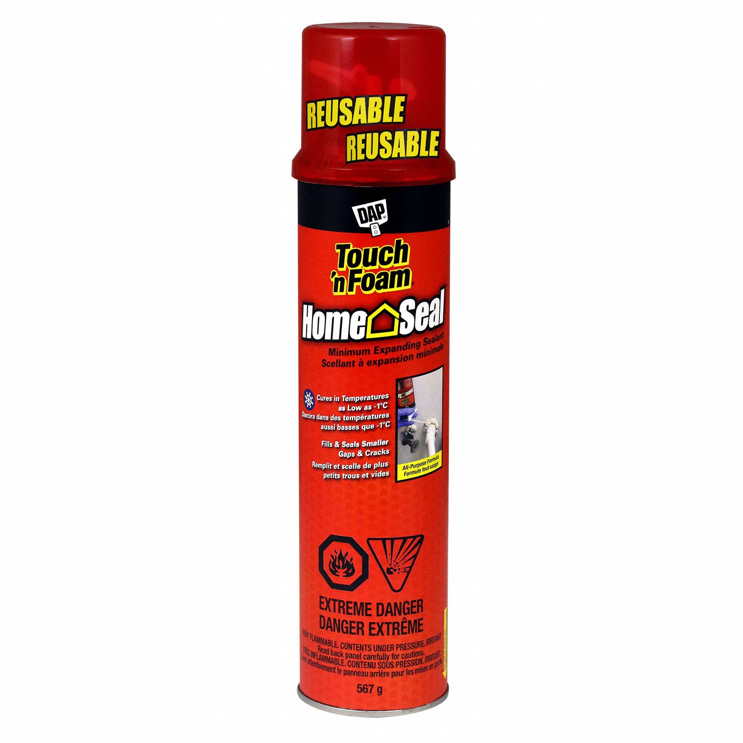 HOME SEAL SPRAY FOAM SEALANT, OFF-WHITE, 20 OZ, 4 HR CURE, 30 MIN WORK TIME, FIRE RETARDANT