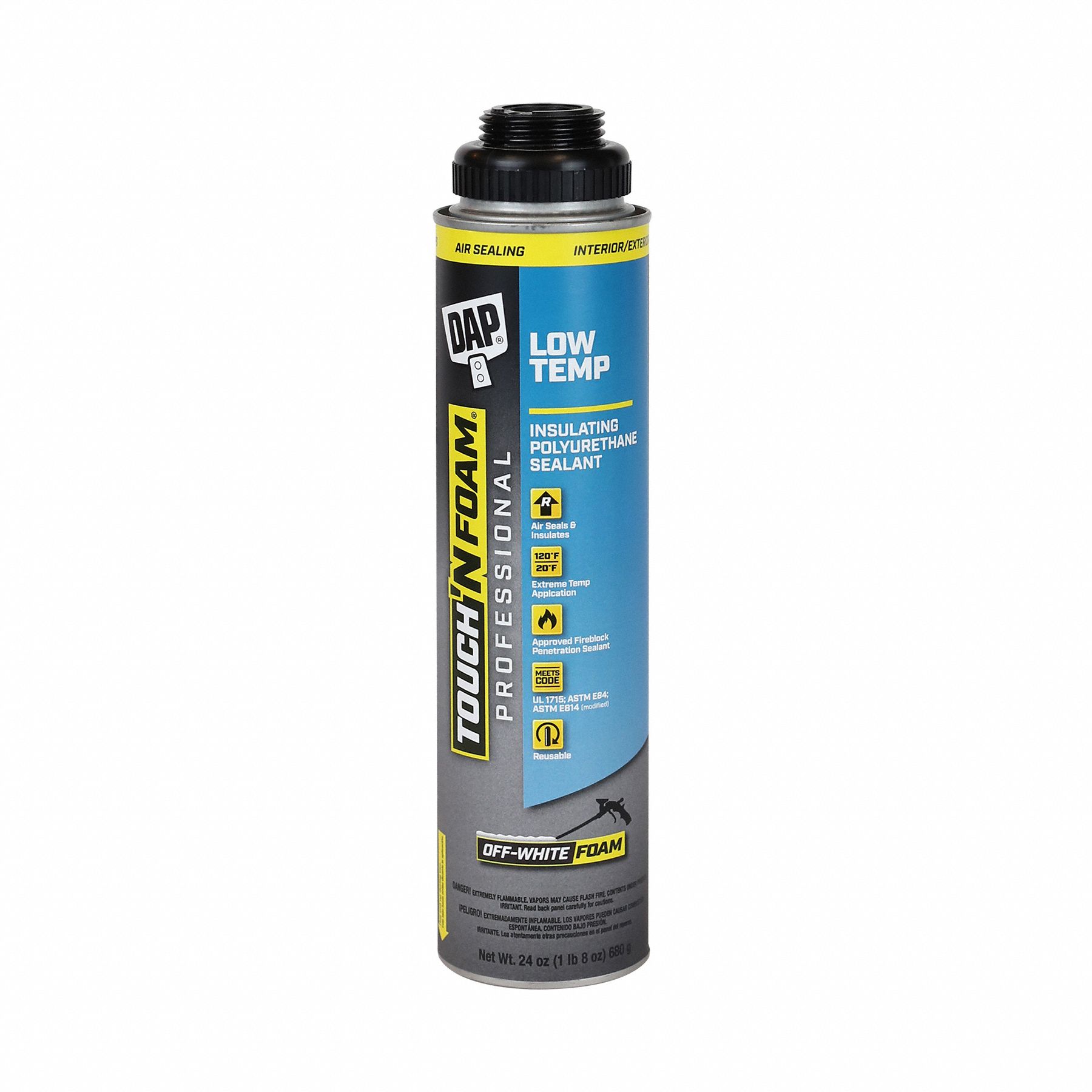 TOUCH 'N FOAM SEALANT, OFF-WHITE, 24 OZ CAN, 1 HR CURE, 10 MIN WORK TIME, FLAME RESISTANT