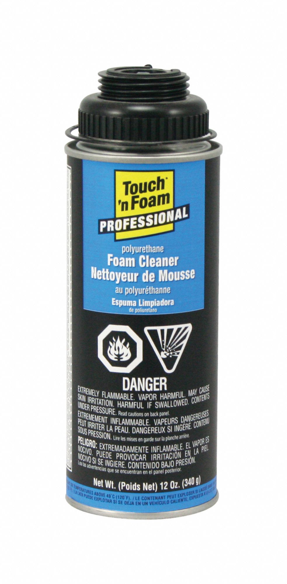 PROFESSIONAL FOAM CLEANER, CLEAR, 12 OZ CAN, POLYURETHANE FOAM, UL CLASSIFIED
