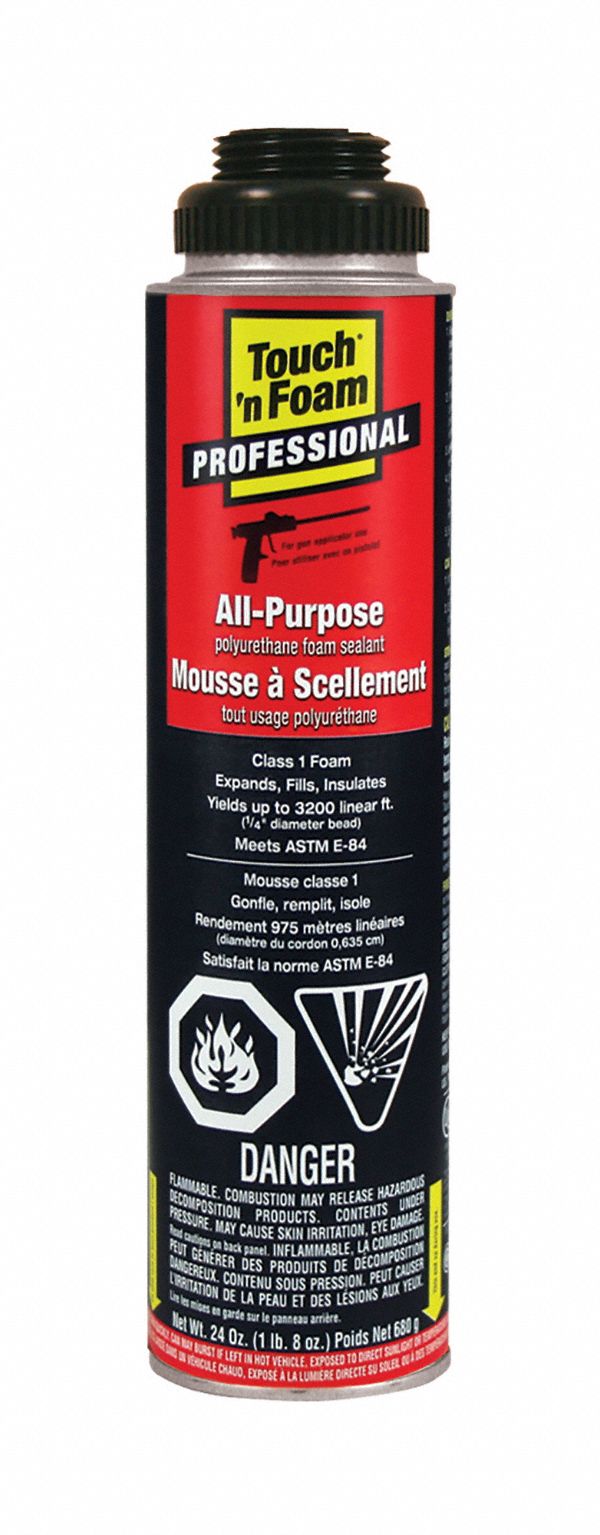 TOUCH 'N FOAM SEALANT, ORANGE, 24 OZ CAN, 1 HR CURE, 10 MIN WORK TIME, FIRE RETARDANT