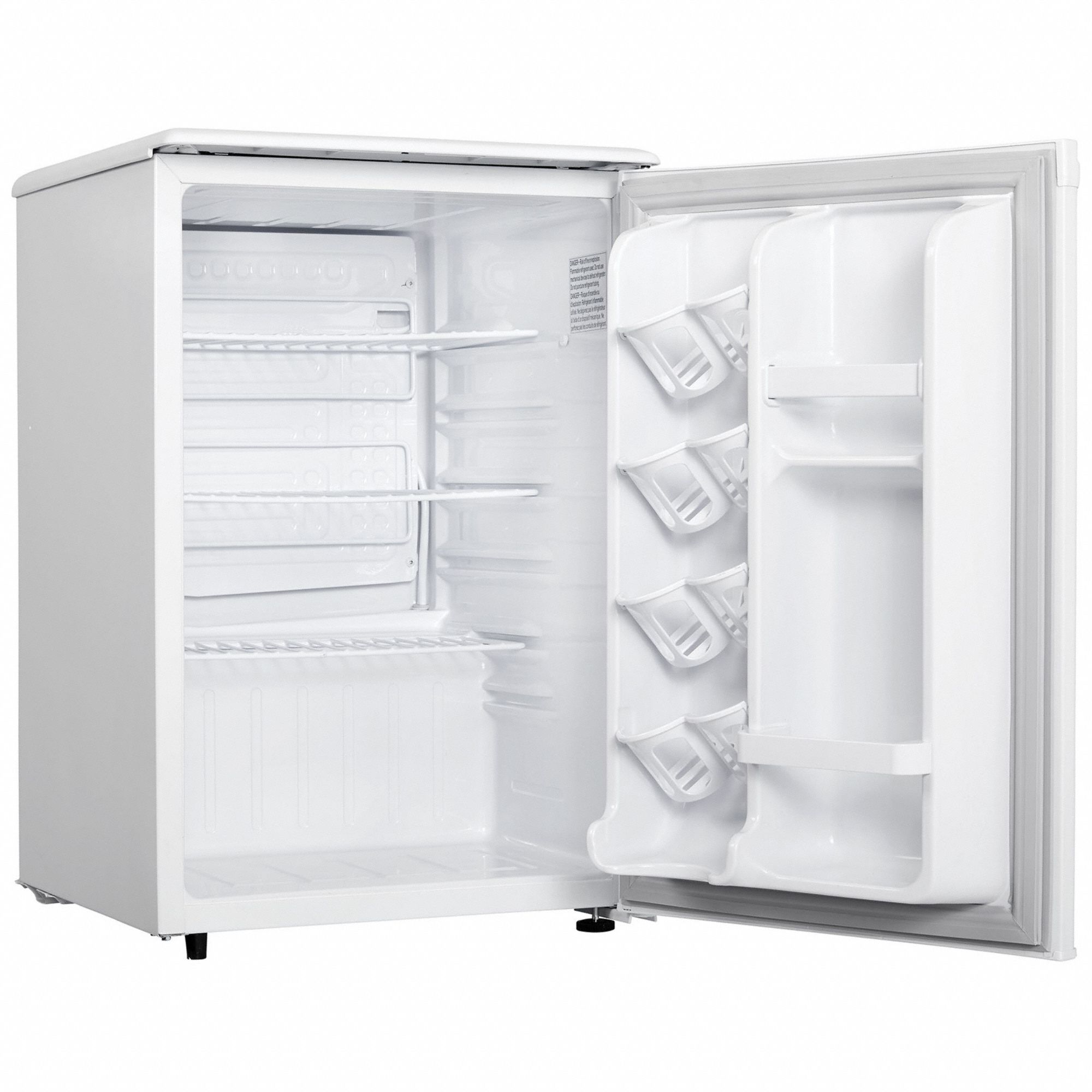 DANBY Mini Refrigerator White, 2.6 cu ft Total Capacity, 4 Shelves, Energy Star Certified