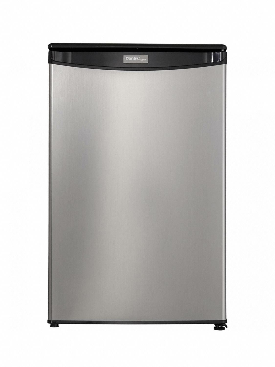 Refrigerator: Stainless Steel, 4.4 cu ft Total Capacity, 4 Shelves, Energy Star Certified