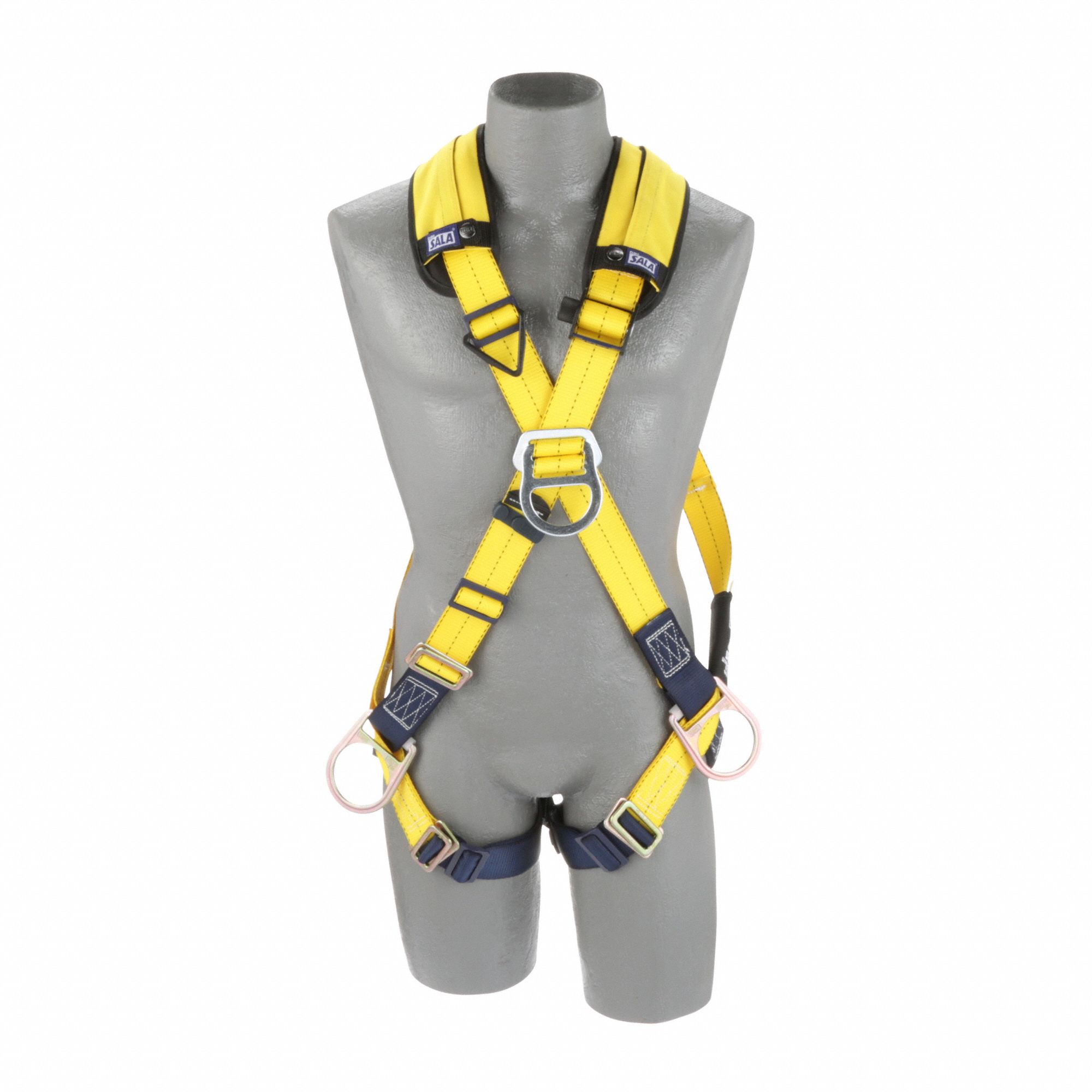 DELTA FALL PROTECTION HARNESS, S, SHOULDER PAD, POLY WEBBING, STEEL HARDWARE, 420 LB