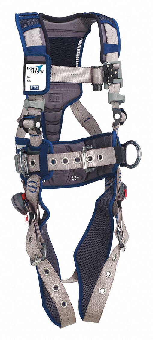 WORK POSITIONING, 420 LBS, QUICK-CONNECT BUCKLE, GREY/BLUE, SIZE M, ALUMINUM & POLYESTER