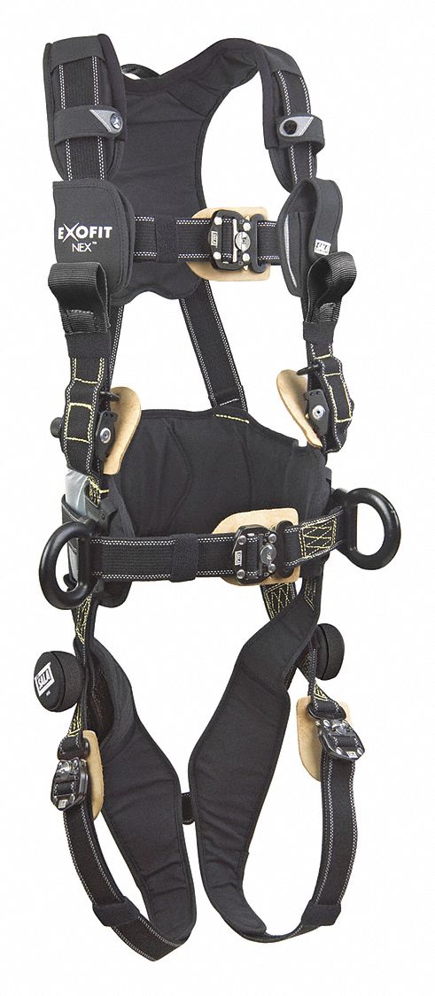 HARNESS, 420 LBS, QUICK-CONNECT BUCKLES, BLACK, SIZE M, PLASTIC & KEVLAR/NOMEX