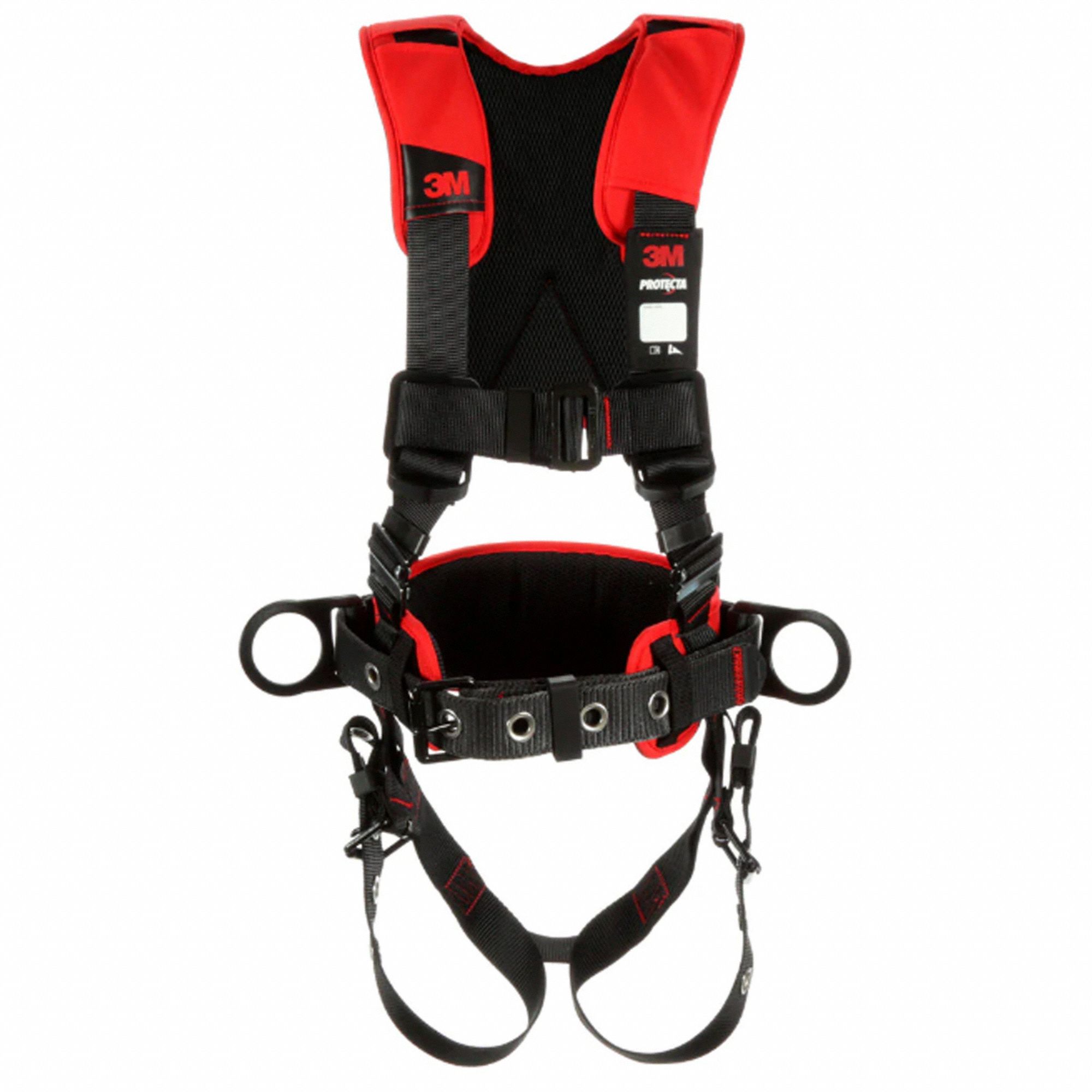 PROTECTA FALL PROTECTION HARNESS, M/L, BACK/HIP PAD, POLY WEBBING, STEEL HARDWARE, 420LB
