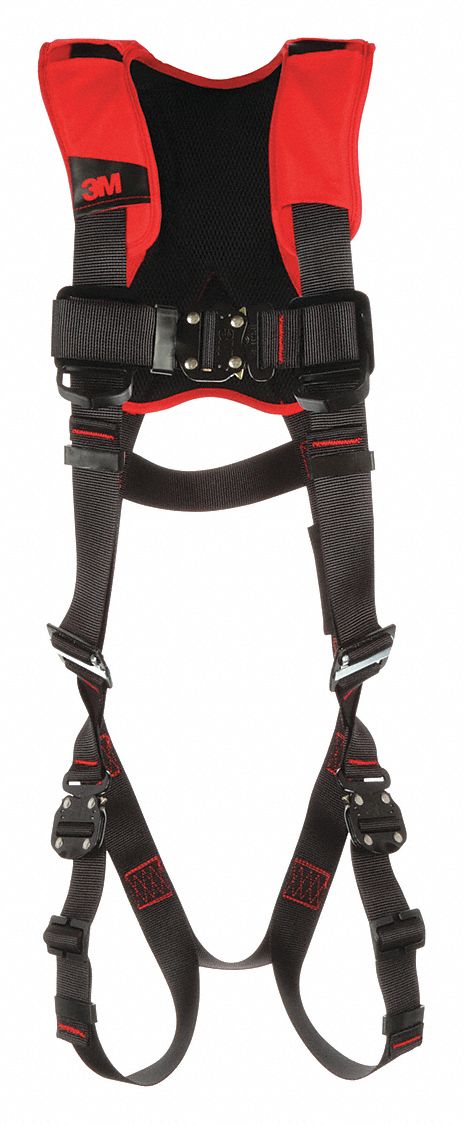 FULL BODY HARNESS, COMFORT VEST, QUICK CONNECT, 420 LB, BLACK, SZ M/L, STEEL WITH POLYESTER WEBBING