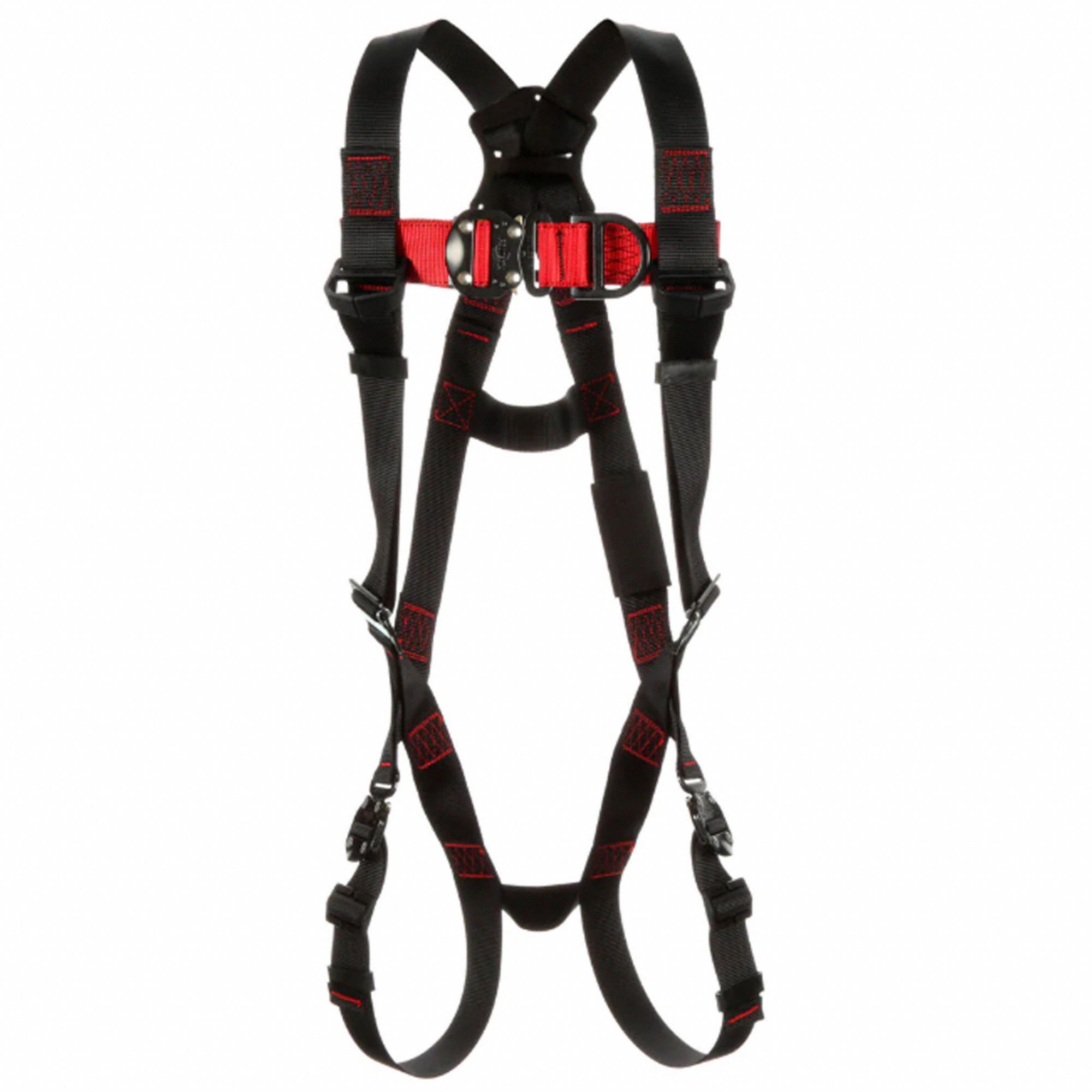 CLIMBING HARNESS, VEST, PASS-THROUGH, 420 LB, SZ S, STEEL W POLYESTER WEBBING