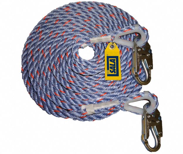 LIFELINE, POLYESTER/POLYPROPYLENE, 310 LB CAPACITY, 5/8 IN, 2 SNAPS, 30 FT LENGTH