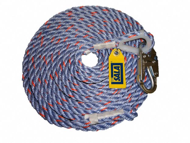 VERTICAL ROPE LIFELINE, COPOLYMER, 150 FT L, 310 LB CAPACITY, SNAP HOOK END