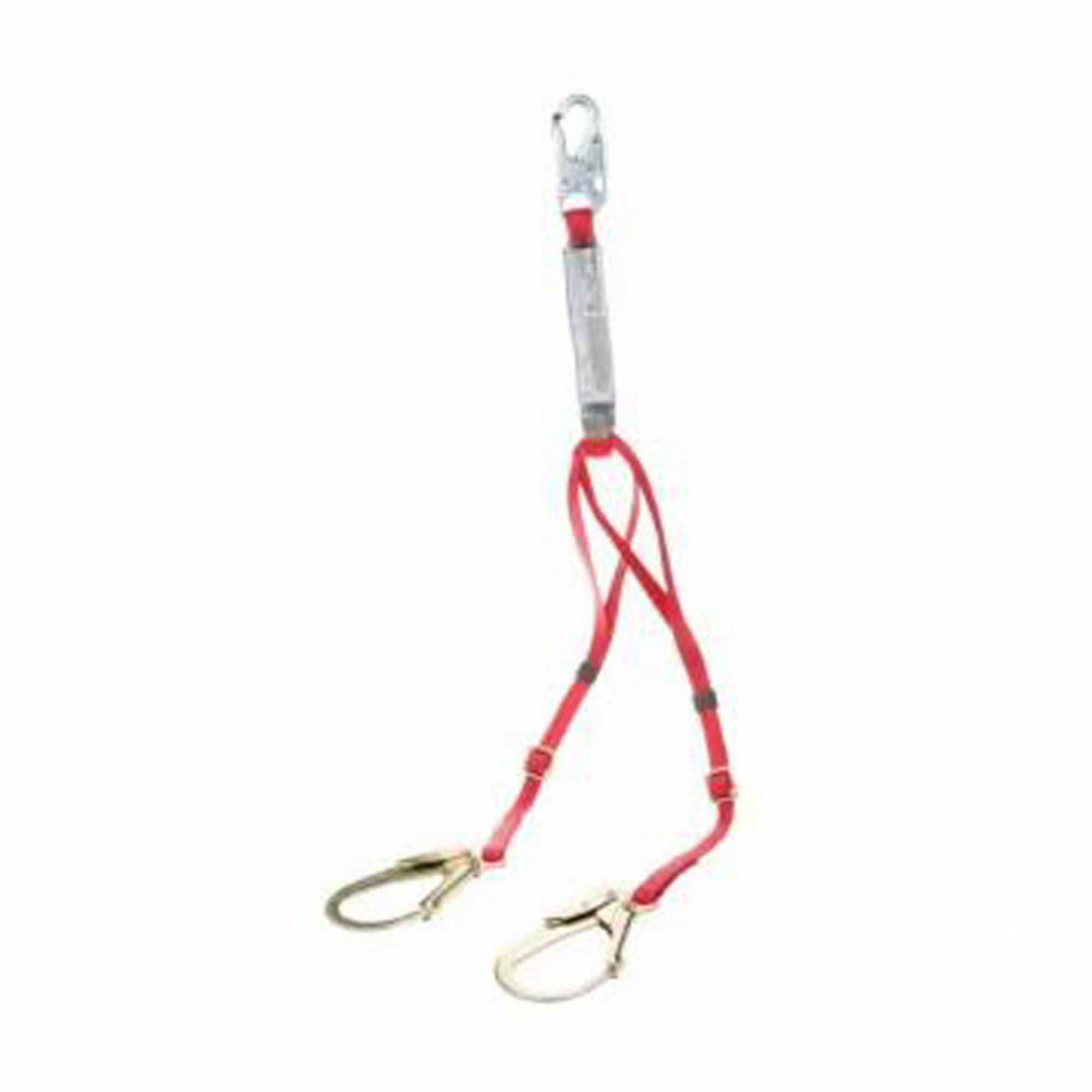 SHOCK-ABSORBING LANYARD, DOUBLE LEG, ADJUSTABLE, REBAR HOOK, 6 FT LENGTH