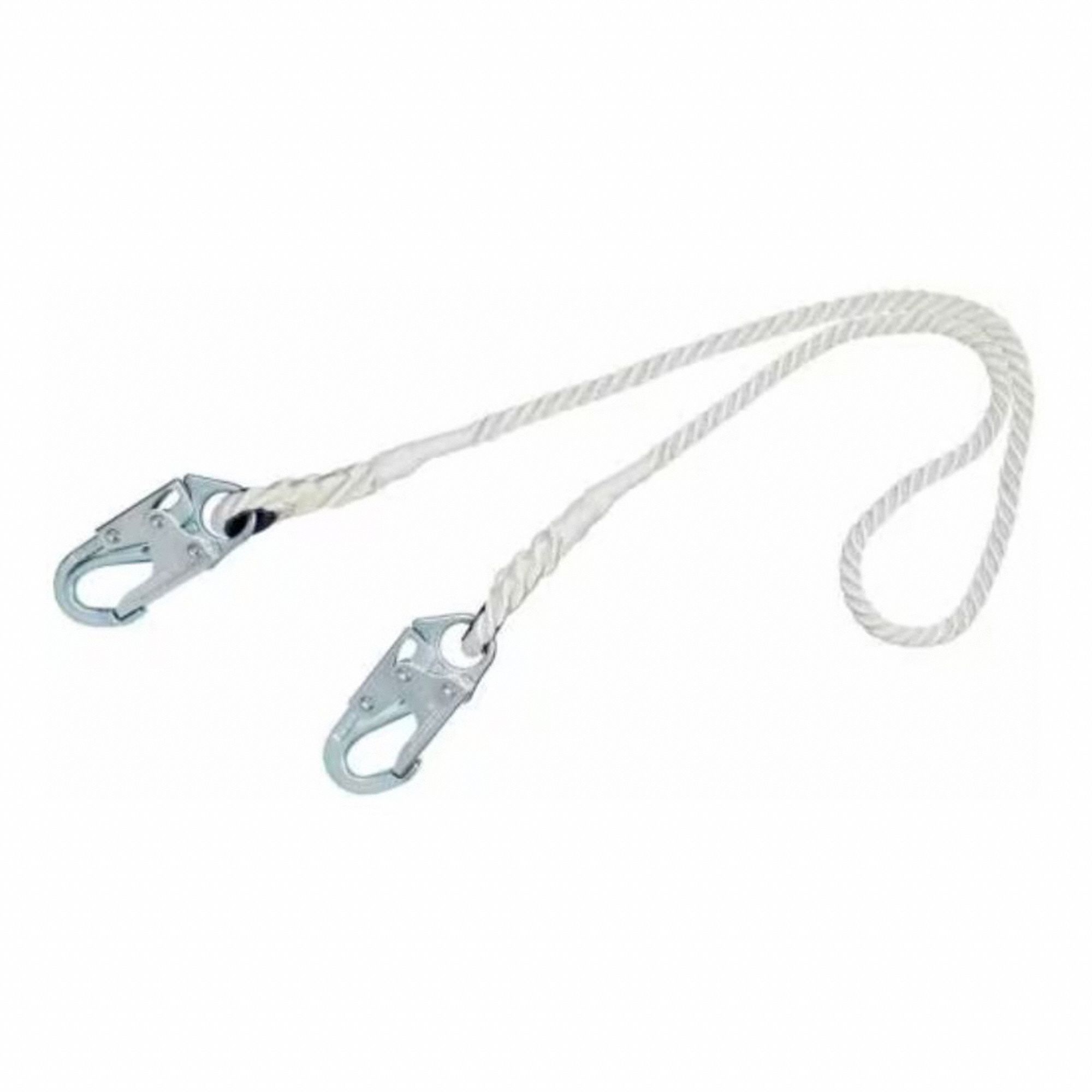 POSITIONING LANYARD, NYLON, 6 FT MINIMUM, 72 IN L, 310 LB CAPACITY, WHITE