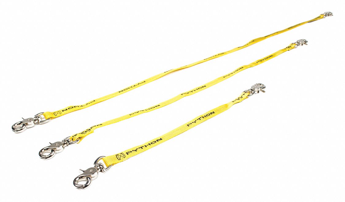 TOOL LANYARD, 36 INCH LENGTH, DUAL TRIGGER, 10 LBS CAPACITY, YELLOW, STEEL, PK 10