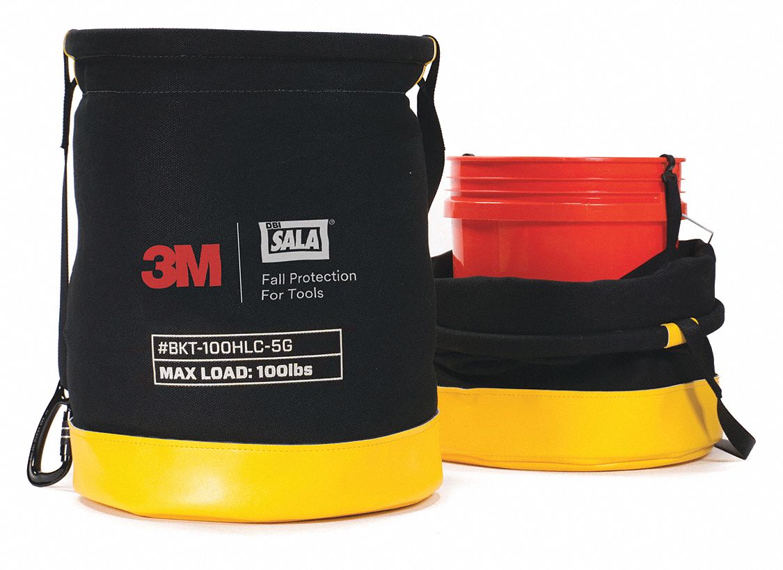 SEAU OUT,P/ SEAU EN PLAST DE 5 GAL,CAP CHARGE DE 100 LB,NR/JAUNE,19 1/2 PO,TOILE