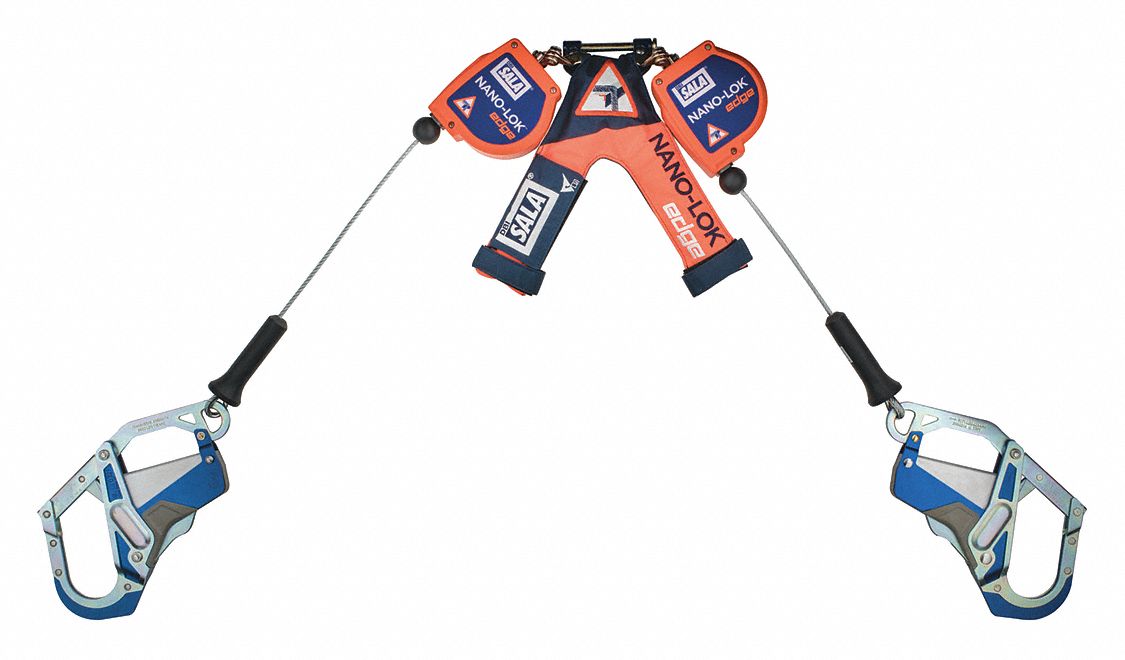 SELF-RETRACTING LIFELINE, CSA, 2 LEG, VISUAL LOAD INDICATOR, CAP 310 LB, BLUE, 8 FT