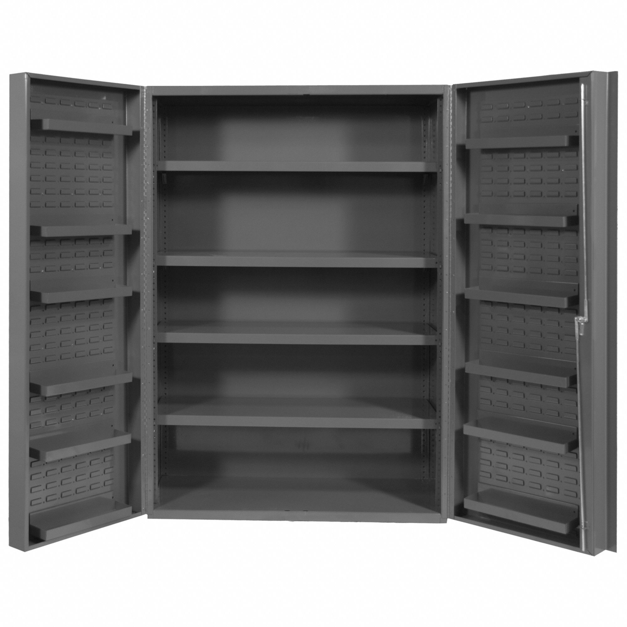 BIN CABINET, 36 IN X 24 IN 72 IN, 16 SHELVES, DEEP BOX, 14 GA PANEL, GREY, KEYED
