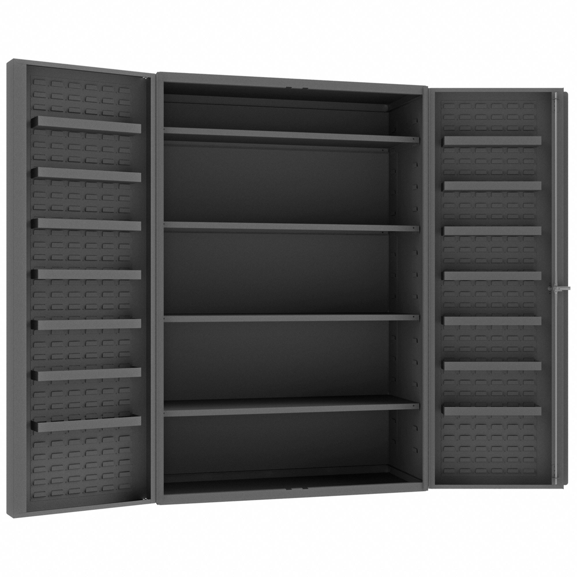 BIN CABINET, 48 IN X 24 IN 72 IN, 16 SHELVES, DEEP BOX, 14 GA PANEL, GREY, KEYED