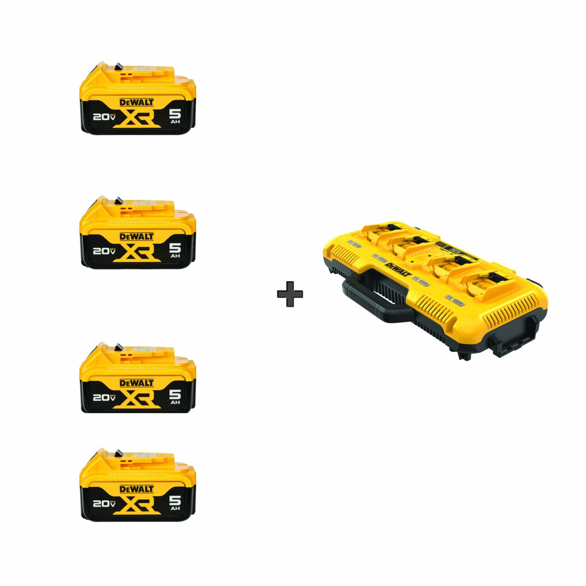 Batteries, 20V Max 5.0 Ah + Charger, PK4