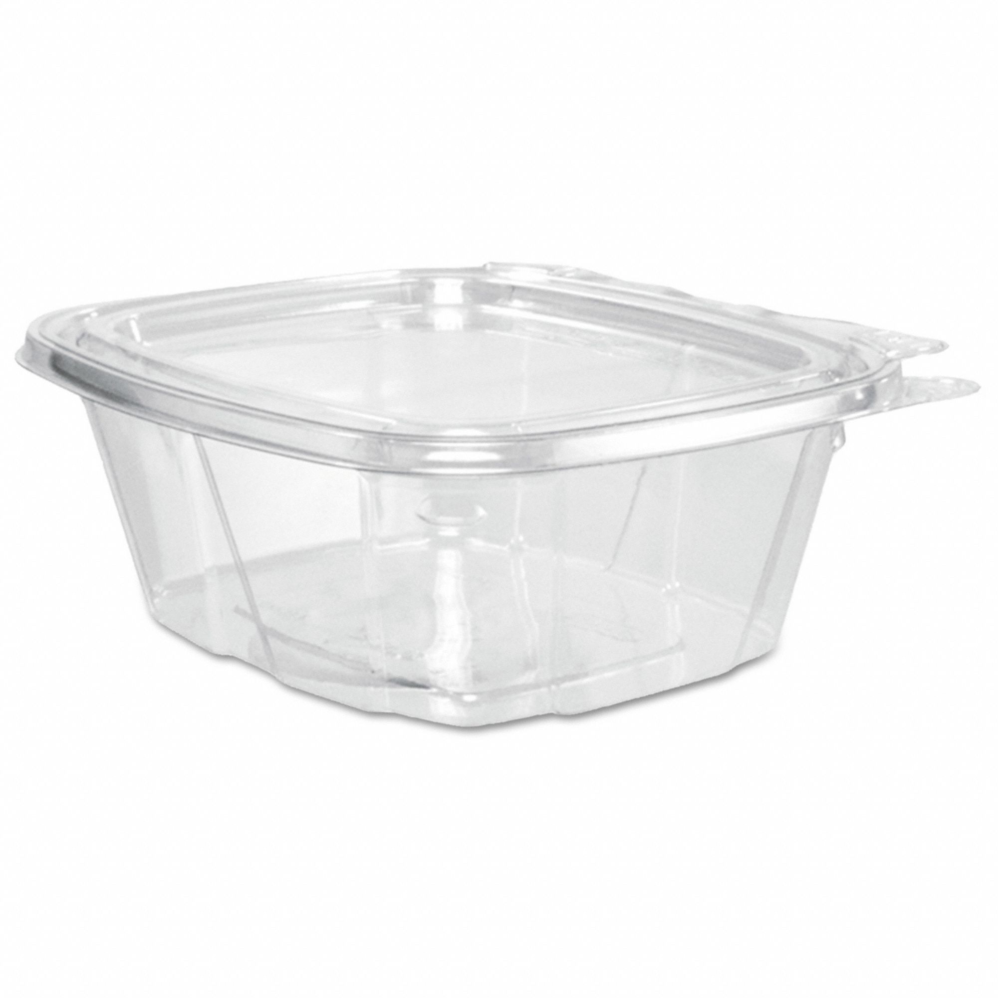 Disposable Carry-Out Food Container: Plastic, 1 Compartments, 16 oz Capacity, Clear, 200 PK
