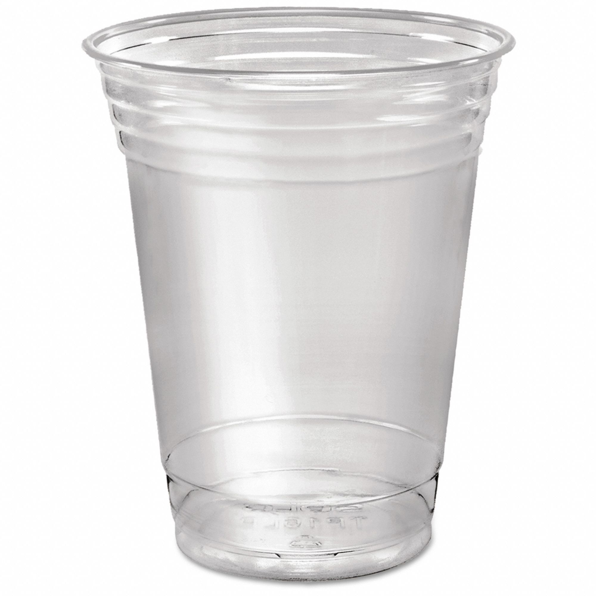 Disposable Cold Cup: 16 oz Capacity, Clear, Plastic, Unwrapped, Ultra Clear, 50 PK