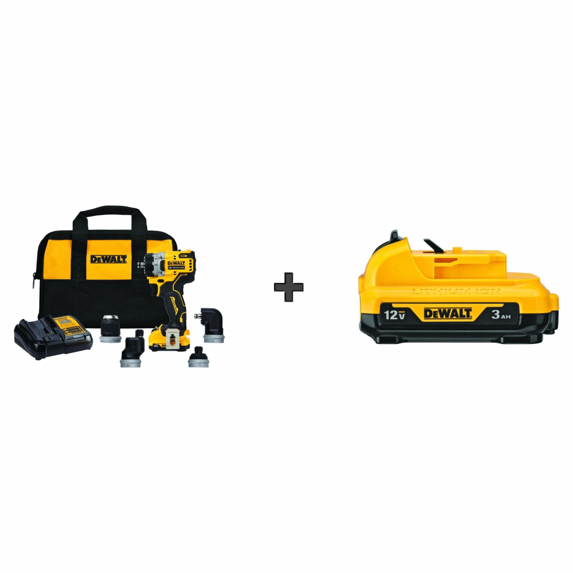 DEWALT, 12V DC, Compact, Drill - 390RK1|DCD703F1/DCB124 - Grainger