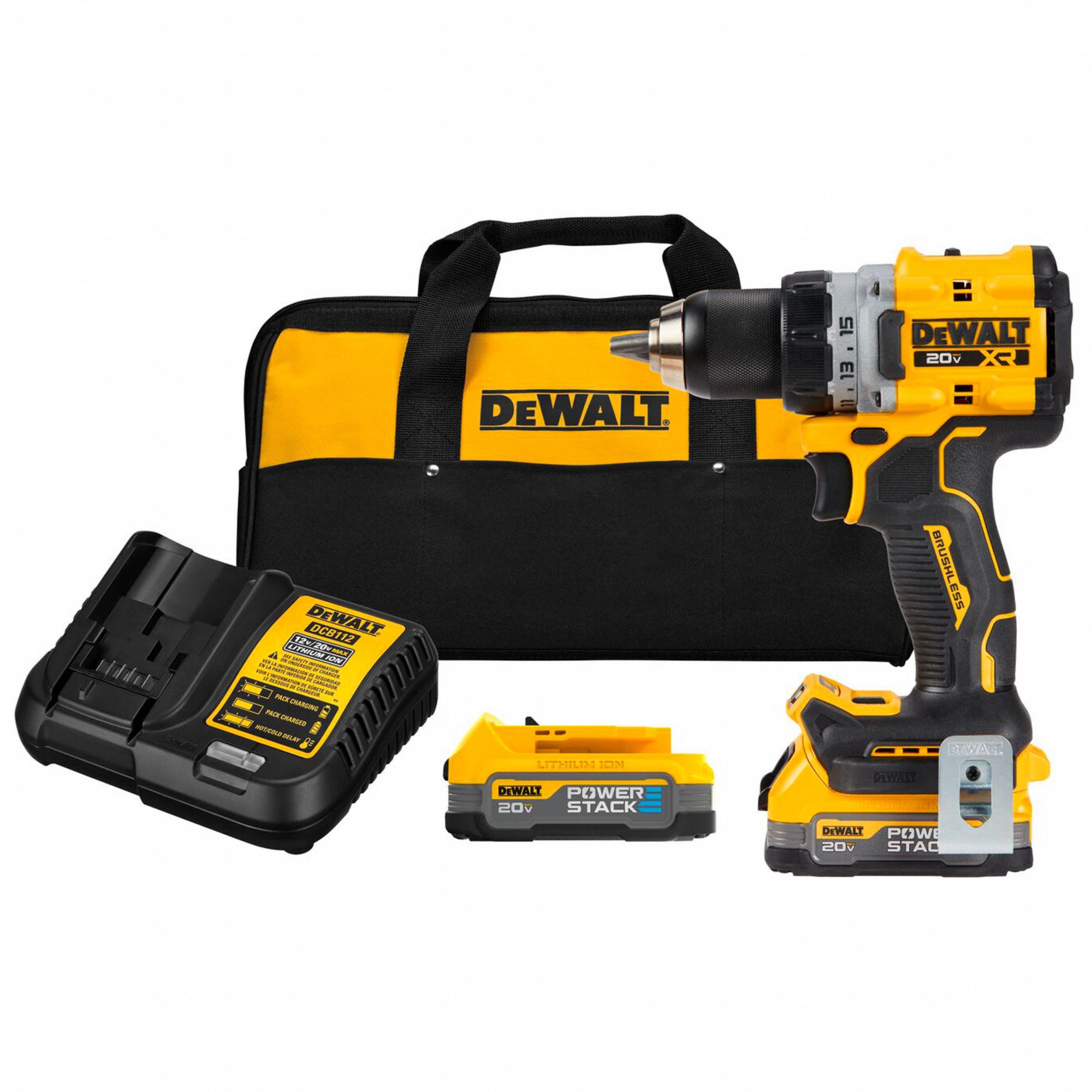 DEWALT Cordless Drill 20V DC Compact 1 2 in Chuck 2 000 RPM Max. Brushless Motor 2 1.7 Ah