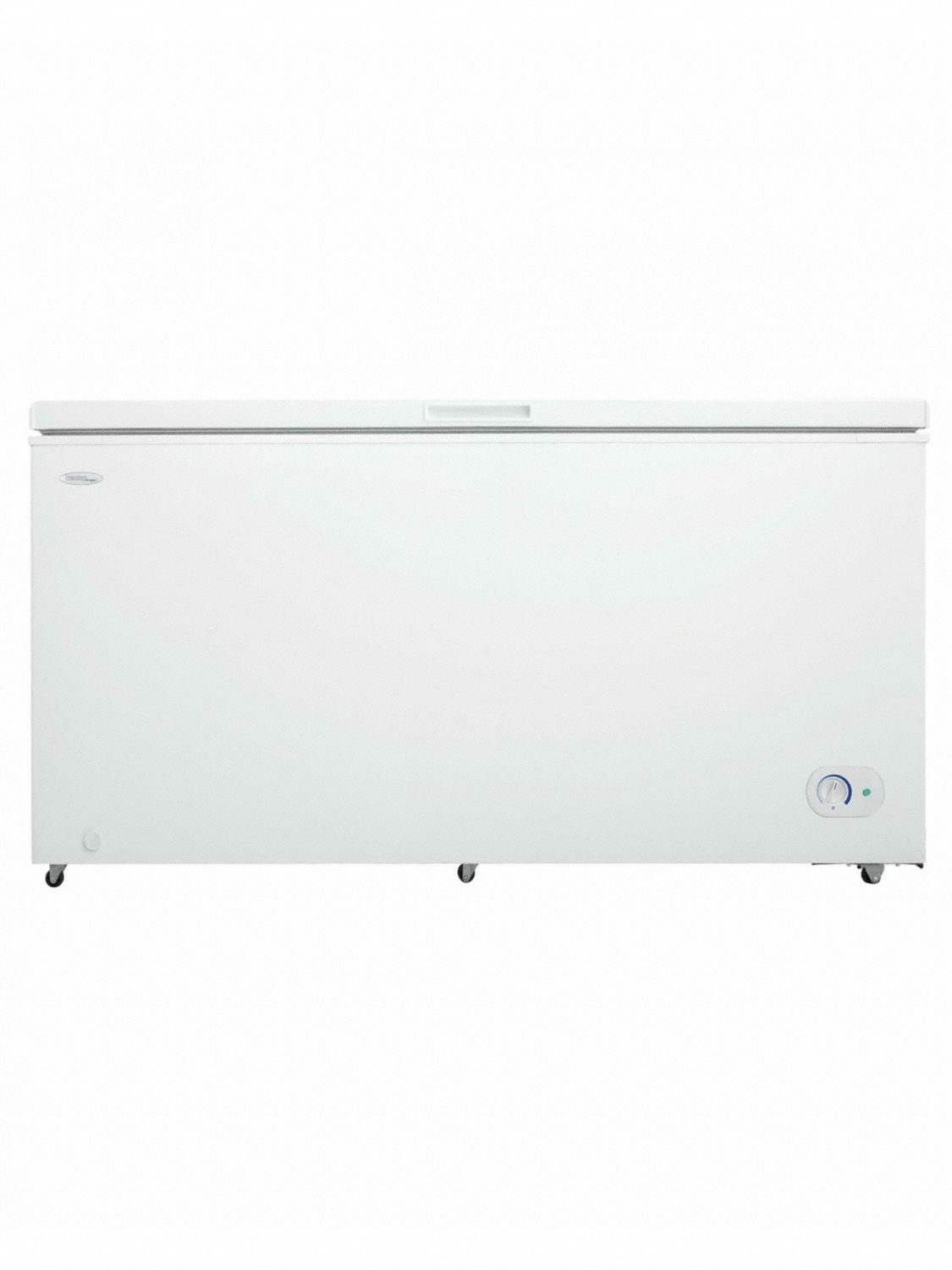 Chest Freezer: White, 14.5 cu ft Capacity, 32 7/8 in x 60 1/2 in x 29 1/2 in, Over 9.9 cu ft