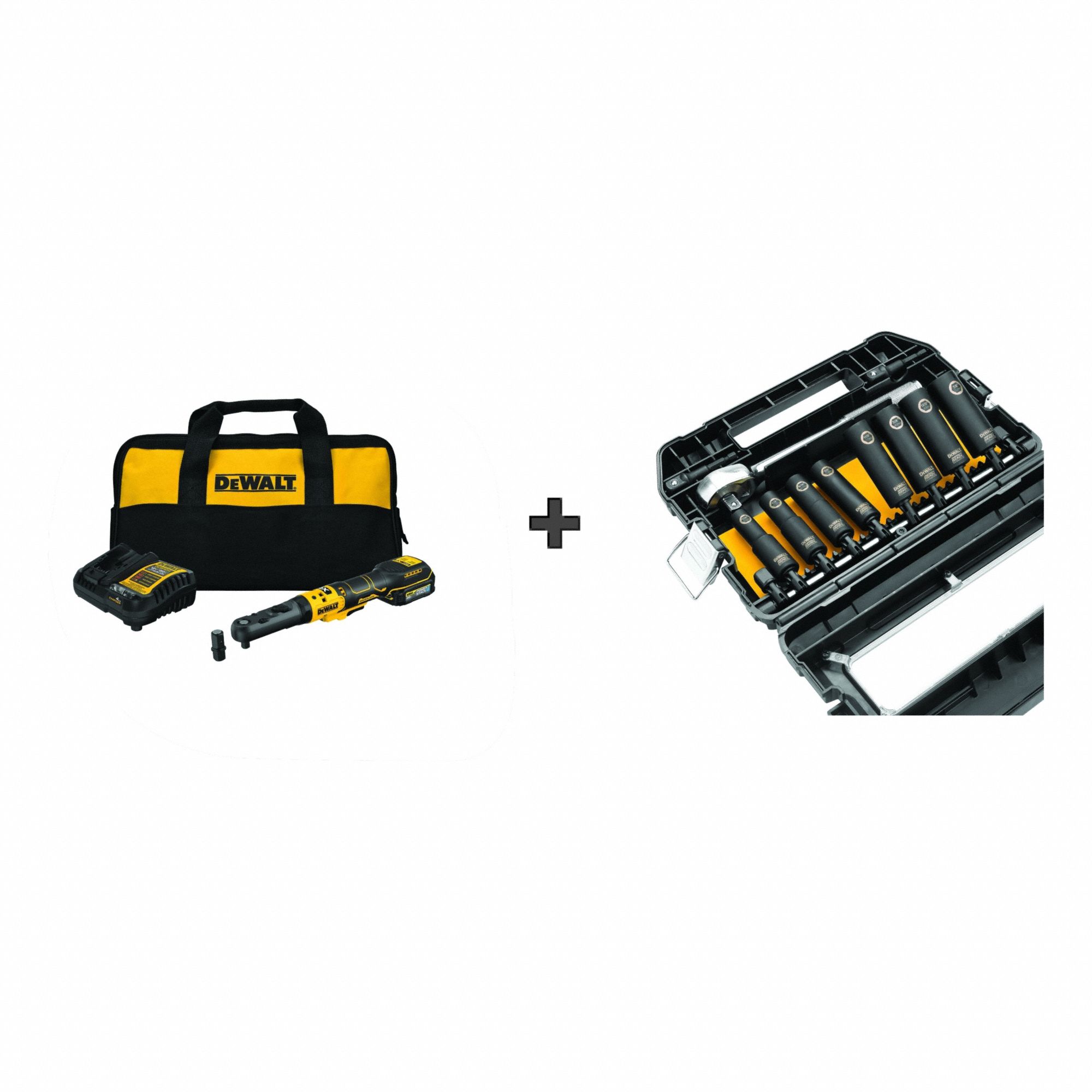 Ratchet Kit: 75 ft-lb Fastening Torque, 75 ft-lb Torque - Max, 300 RPM No Load Speed, DW22812