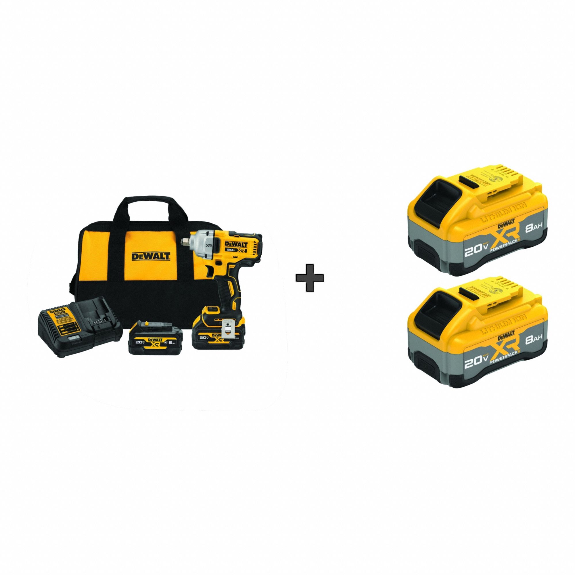 Impact Wrench Kit: 1/2 in Drive Size, 800 ft-lb Fastening Torque, 800 ft-lb Breakaway Torque