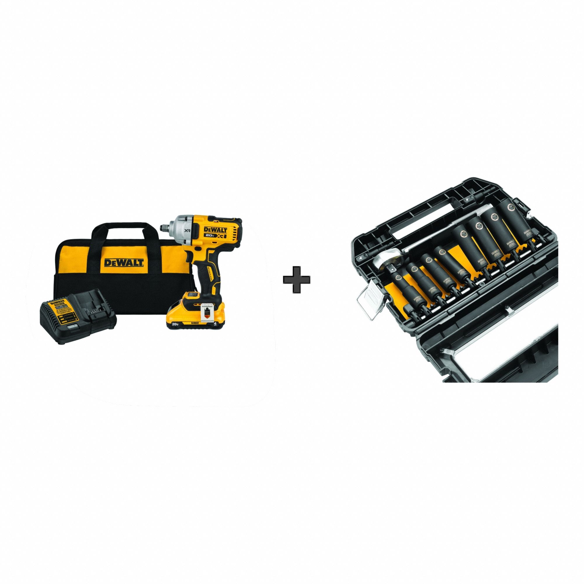 Impact Wrench Kit: 1/2 in Drive Size, 600 ft-lb Fastening Torque, 800 ft-lb Breakaway Torque