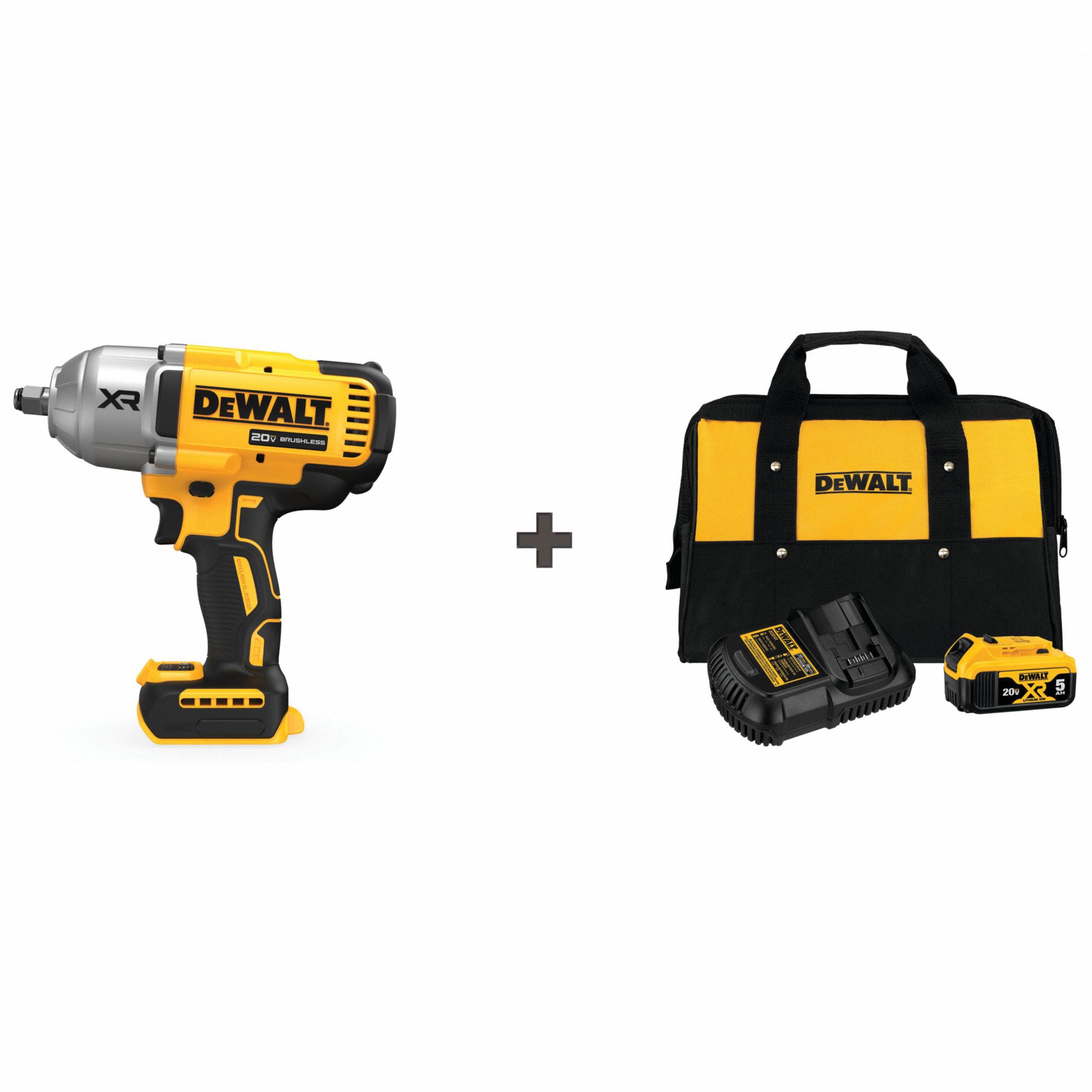 DEWALT Cordless, Cordless Impact Wrench Kit, 20V MAX*, 1,400 ftlb
