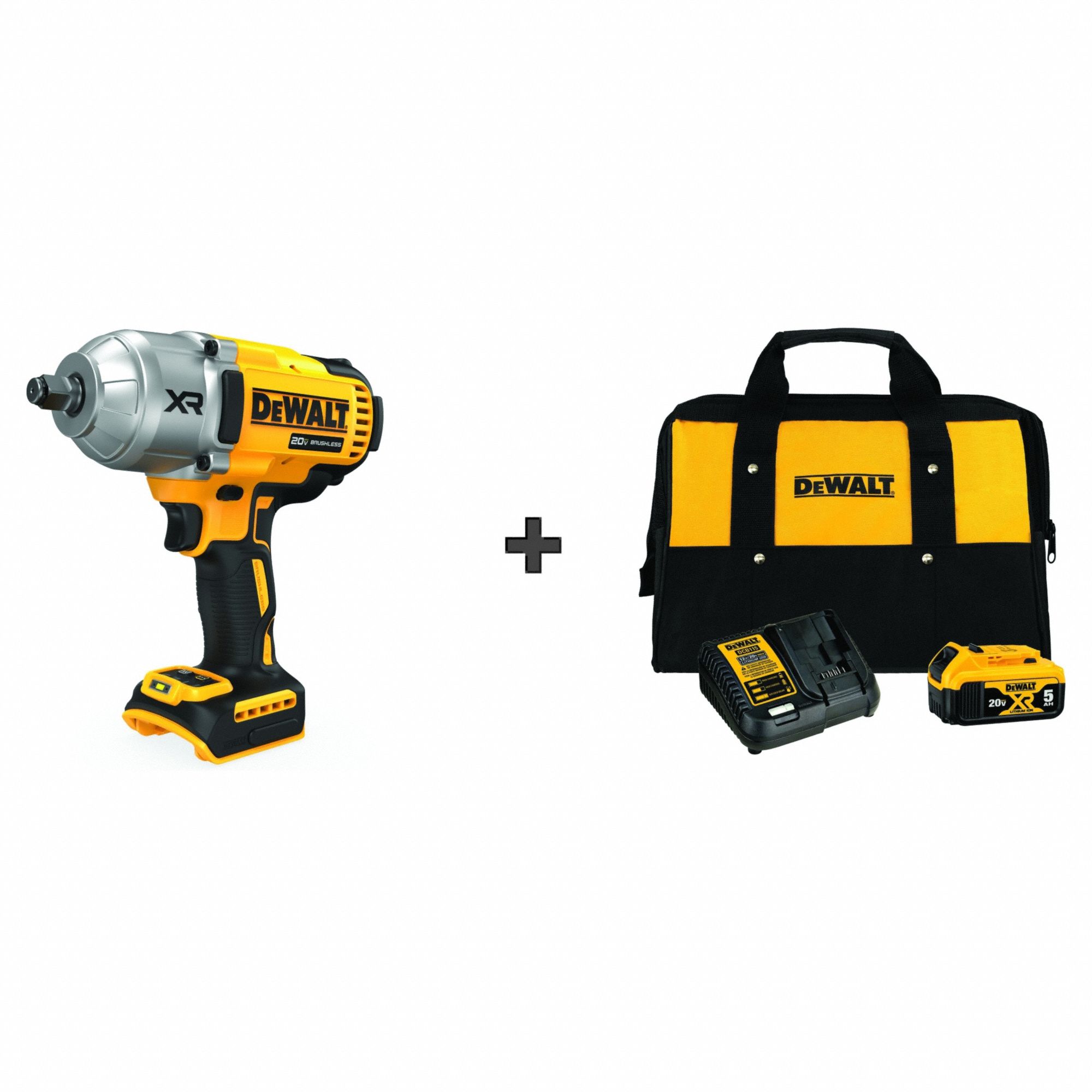 1 2 in Drive Size 1 015 ft lb Fastening Torque Cordless Imp Wrench 20V BONUS BATTERY 389TW4 DCF900B DCB250CK Grainger