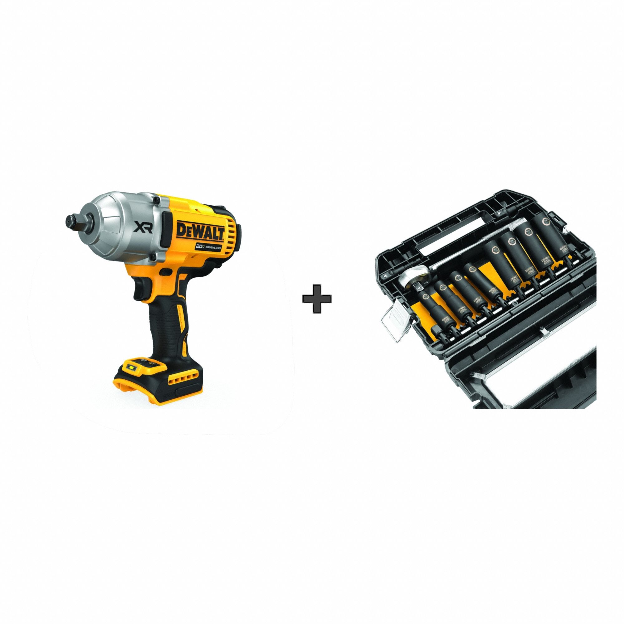 Impact Wrench Kit: 1/2 in Drive Size, 1, 030 ft-lb Fastening Torque, Brushless, 20 V DC Volt