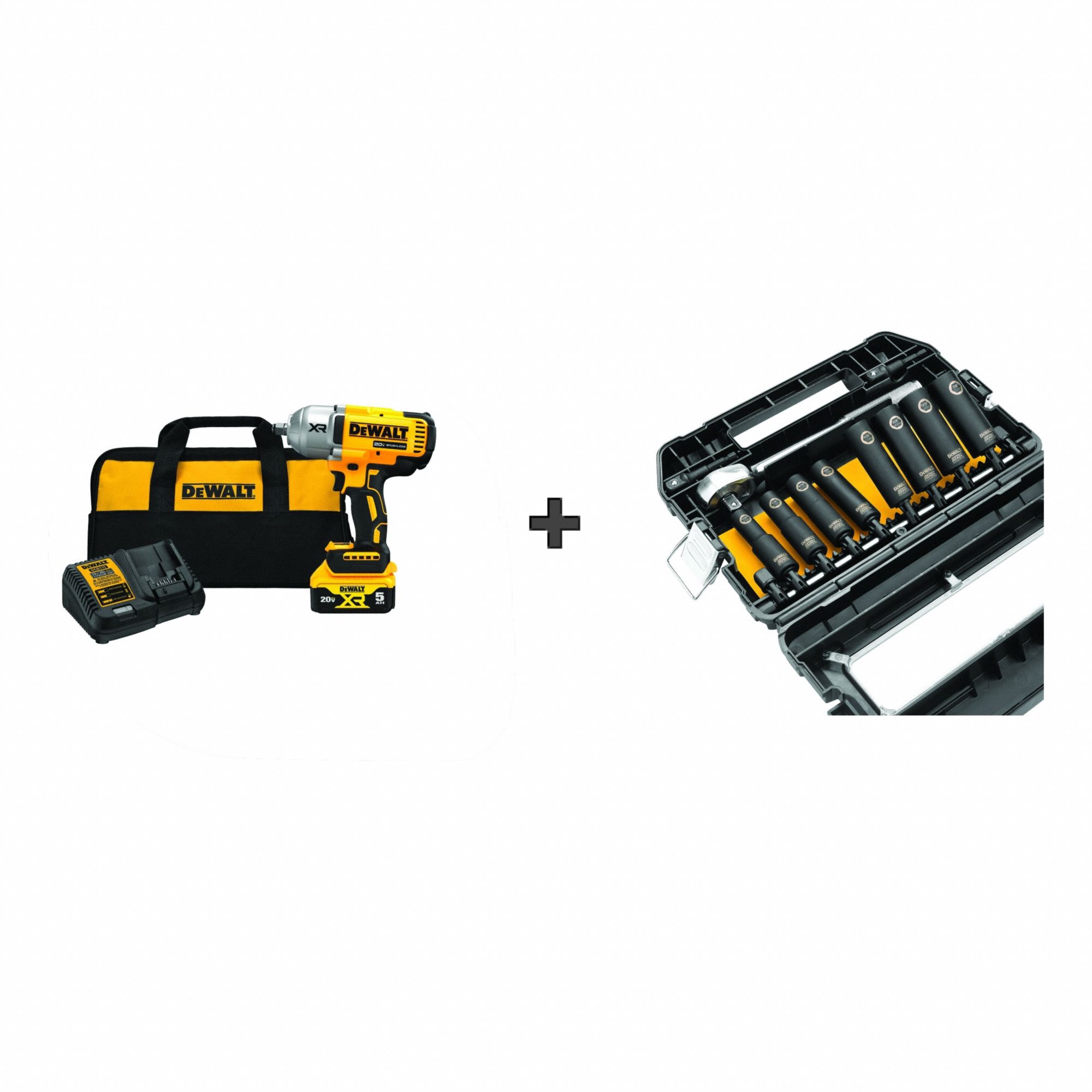 Impact Wrench Kit: 1/2 in Drive Size, 1, 030 ft-lb Fastening Torque, Brushless, 20 V DC Volt