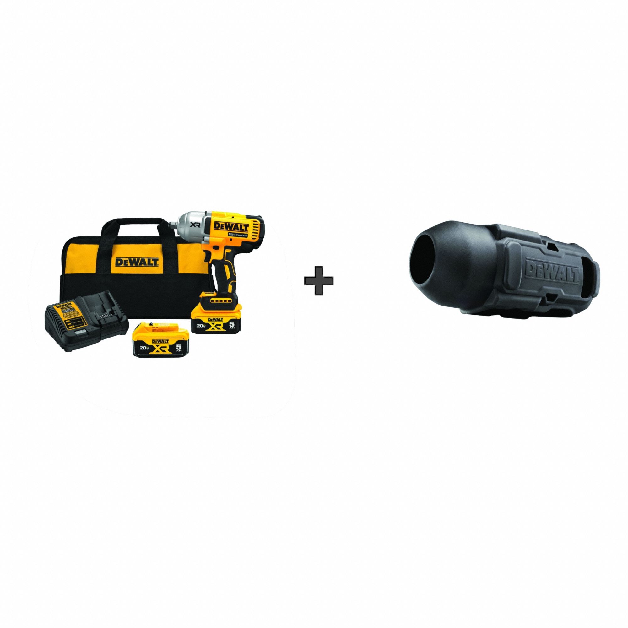 Impact Wrench Kit: 1/2 in Drive Size, 1, 030 ft-lb Fastening Torque, Brushless, 20 V DC Volt