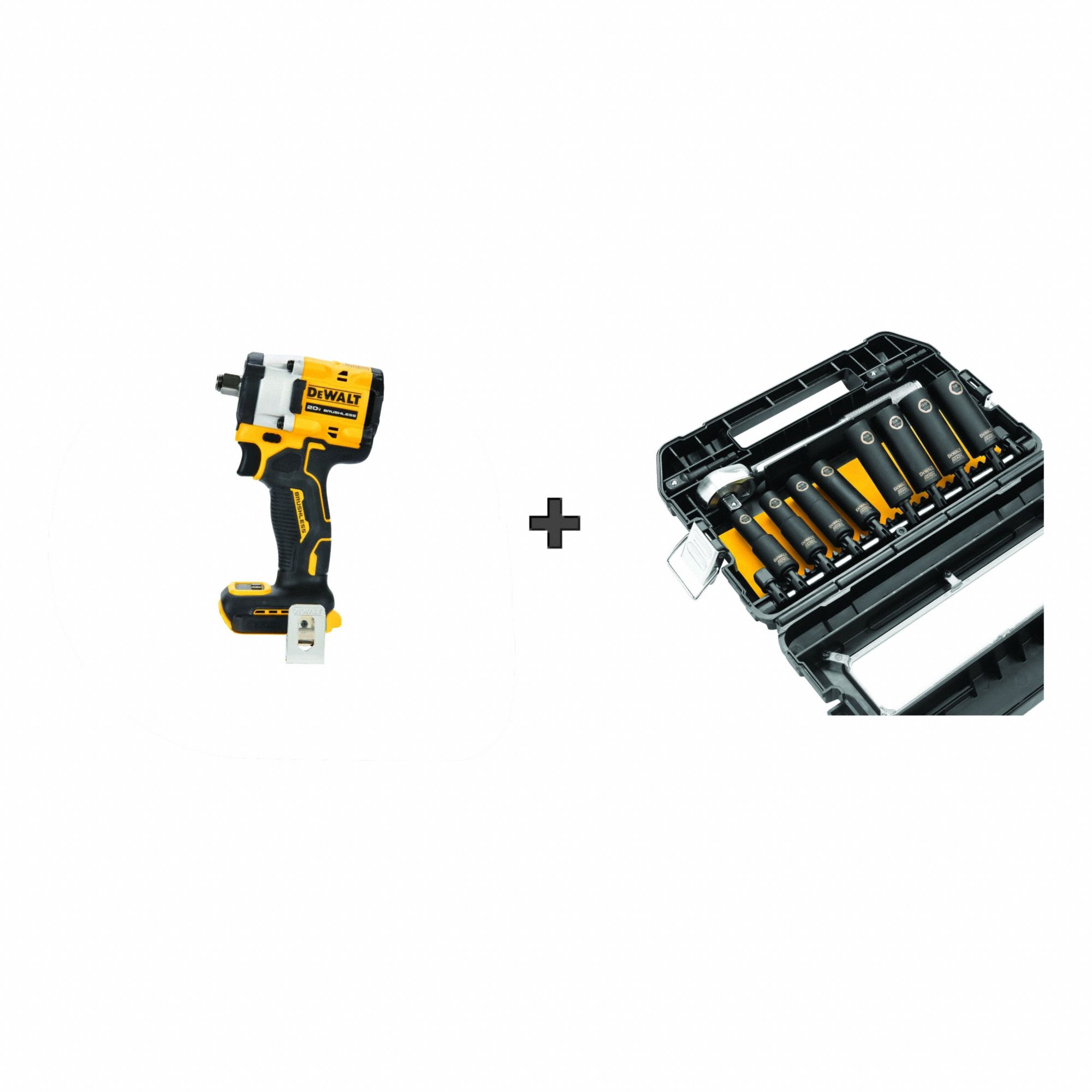 Impact Wrench Kit: 1/2 in Drive Size, 300 ft-lb Fastening Torque, 450 ft-lb Breakaway Torque