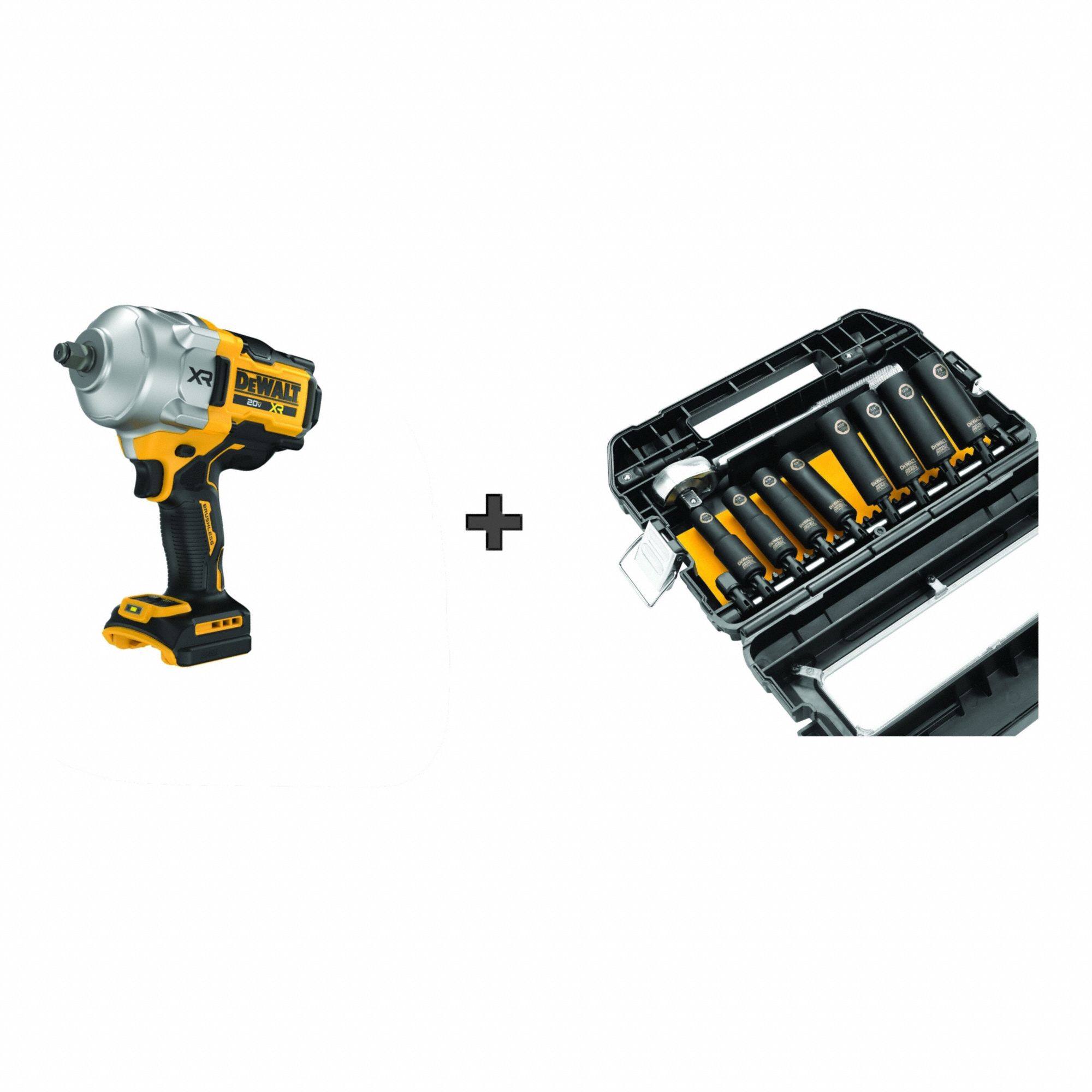 Impact Wrench Kit: 1/2 in Drive Size, 1, 320 ft-lb Fastening Torque, Brushless, 20 V DC Volt