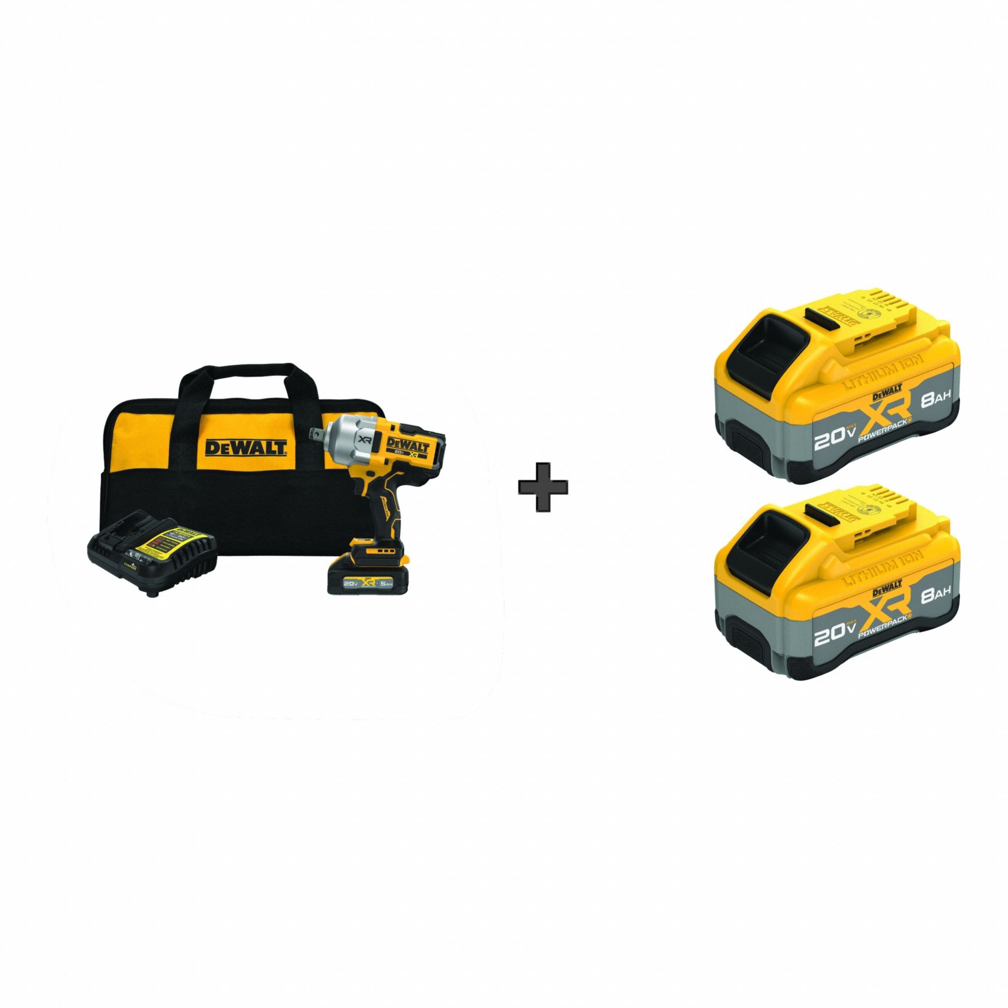 Impact Wrench Kit: 3/4 in Drive Size, 1, 420 ft-lb Fastening Torque, Brushless, 20 V DC Volt