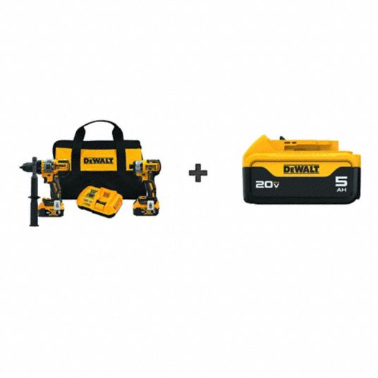 DEWALT, 2 Tools, Hammer Drill/Impact Driver, Cordless Combination Kit ...