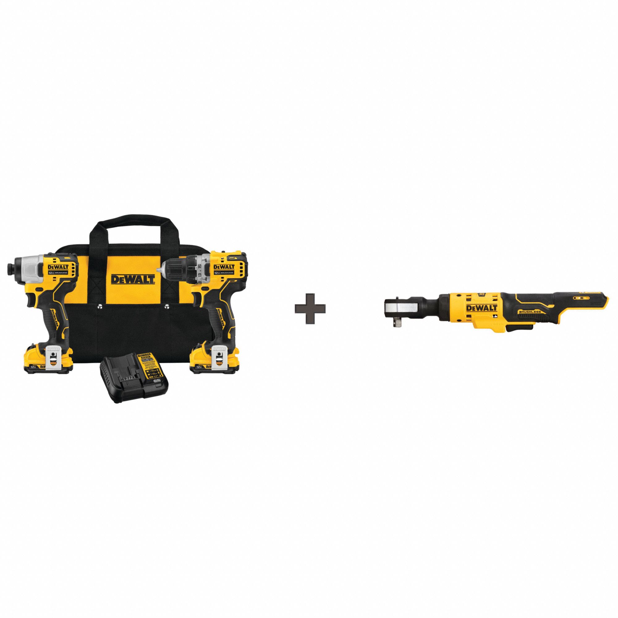 DEWALT 12 V Volt 3 Tools Cordless Combo Kit 384LE5 DCK221F2