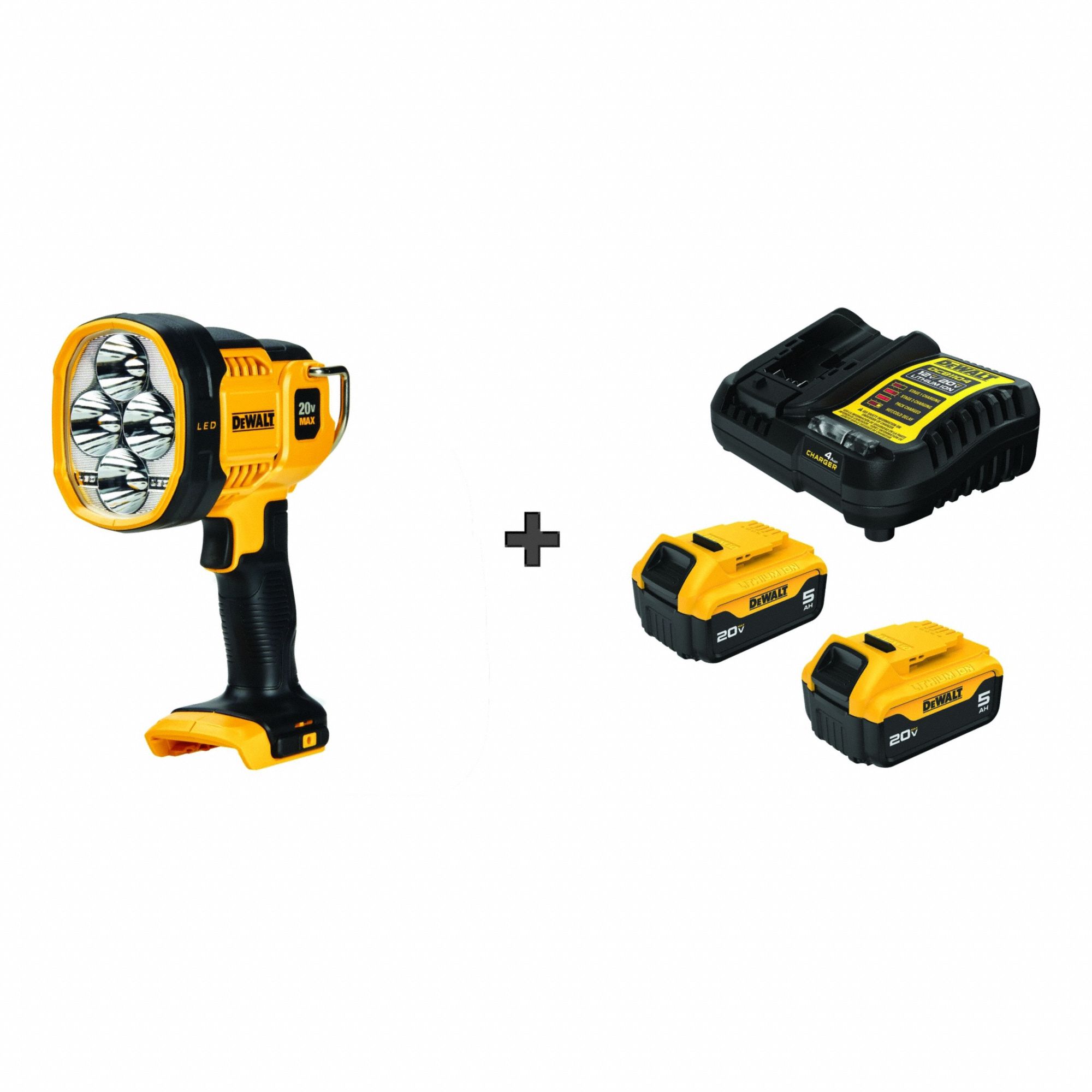 DEWALT 20V Spotlight + 2x 5ah Batteries