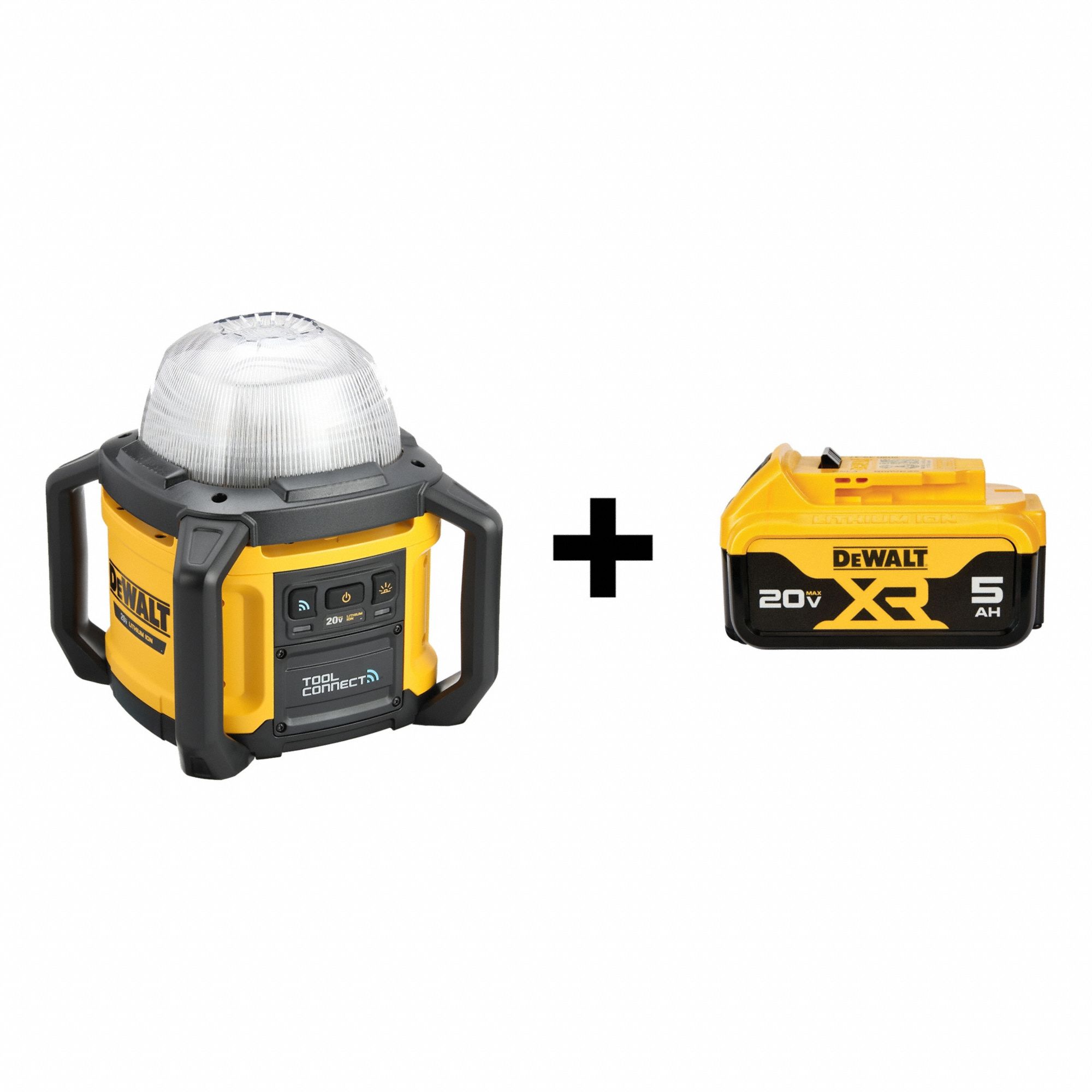 Jobsite Light Kit: 20V MAX*, Site Light, 5, 000 lm Max., 3 Modes, 12 in Max. Ht, 20V DC