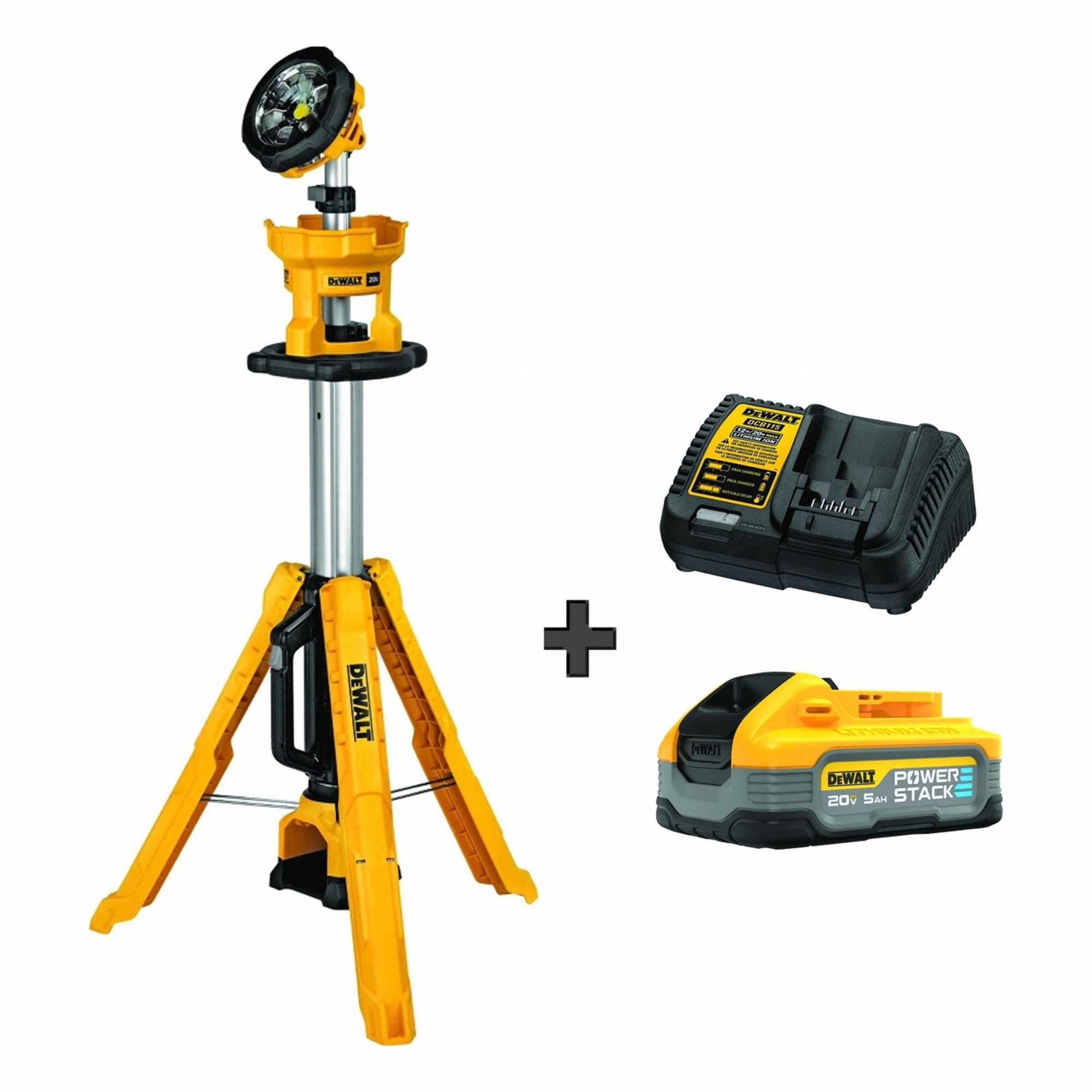 Tripod Light: 20V MAX*, Tripod Light, 3, 000 lm Max., 3 Modes, 88 in Max. Ht, 20V DC