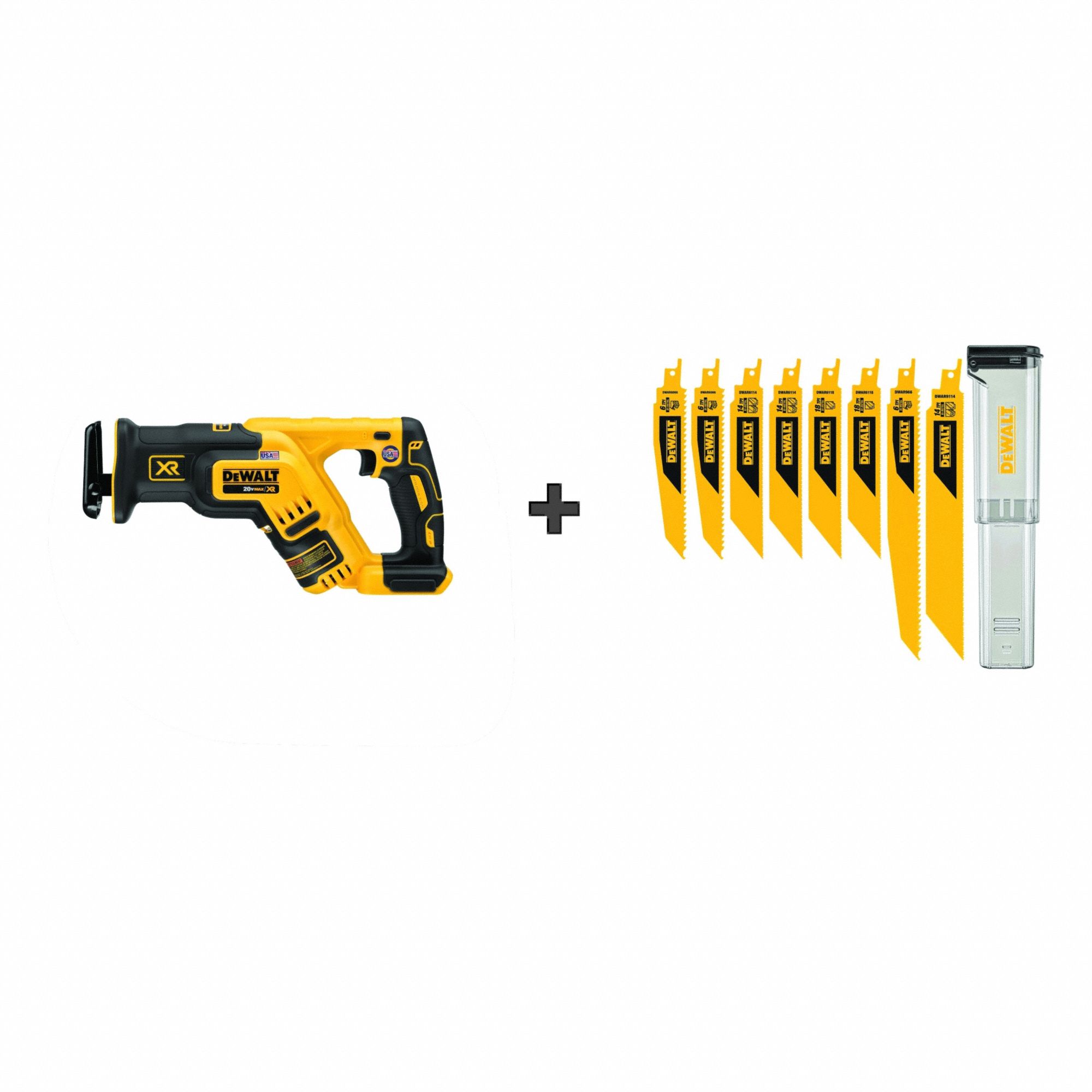 Reciprocating Saw Kit: Tool Only , Blade Set, 1 1/8 in Stroke Lg, Straight, Brushless