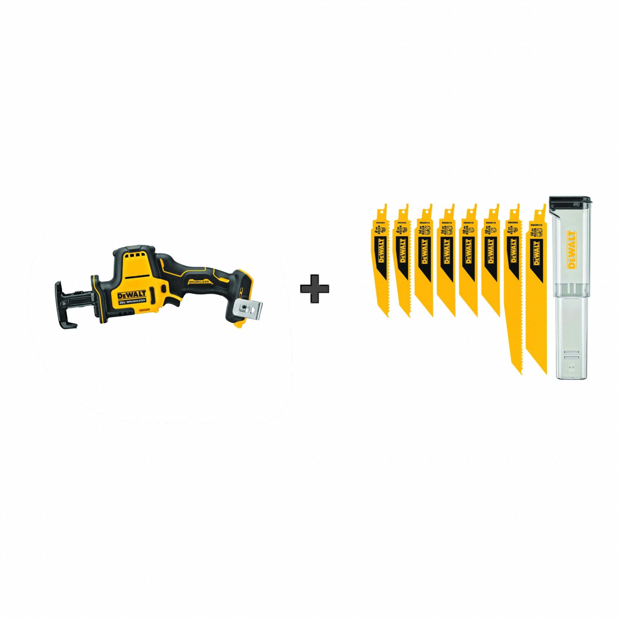 Reciprocating Saw Kit: Tool Only , Blade Set, 5/8 in Stroke Lg, 2, 800 Max. Strokes per Minute