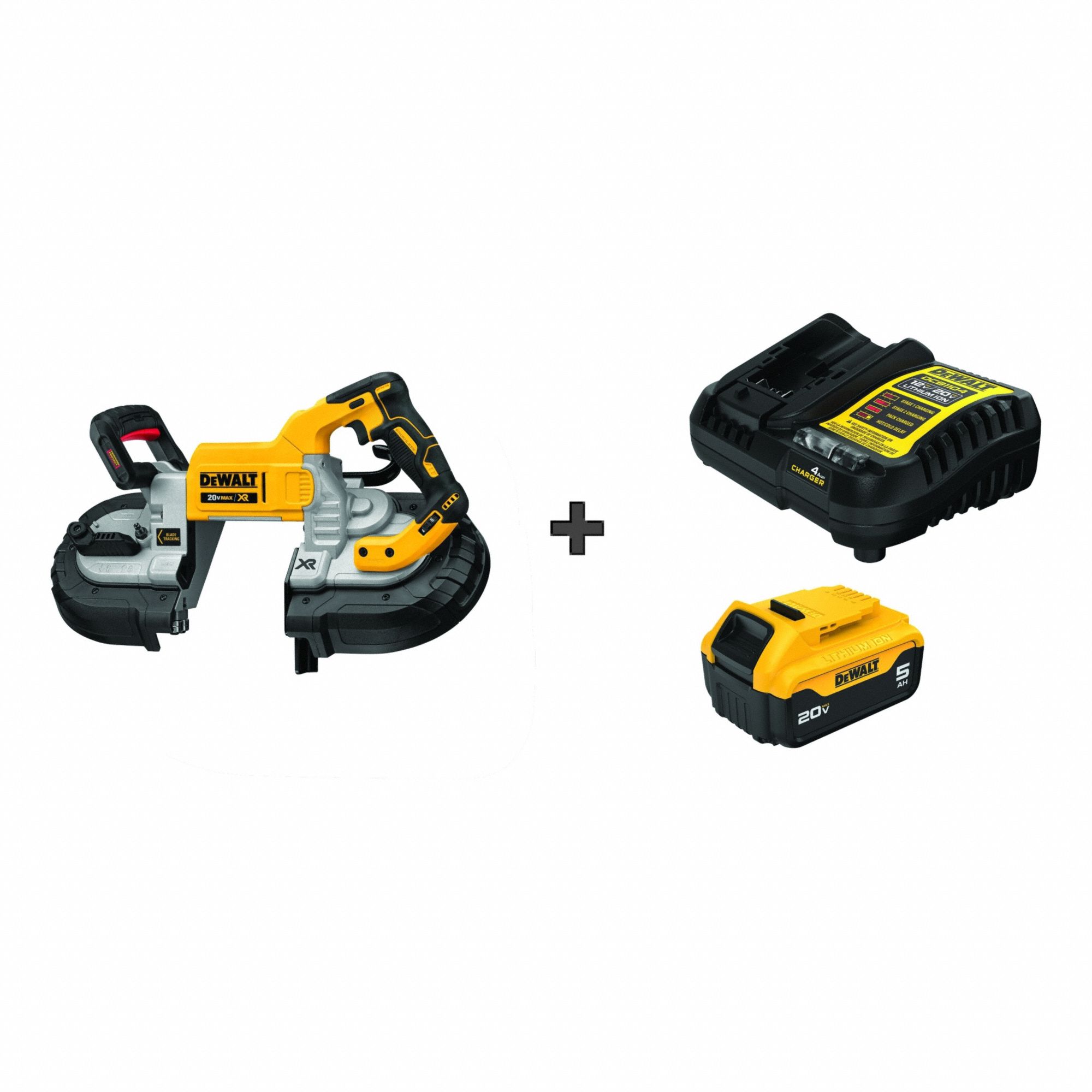 Band Saw Kit: 1 Battery, 1 Charger, 44 7/8 in Blade Lg, 5 in Cutting Lg - Max, Brushless