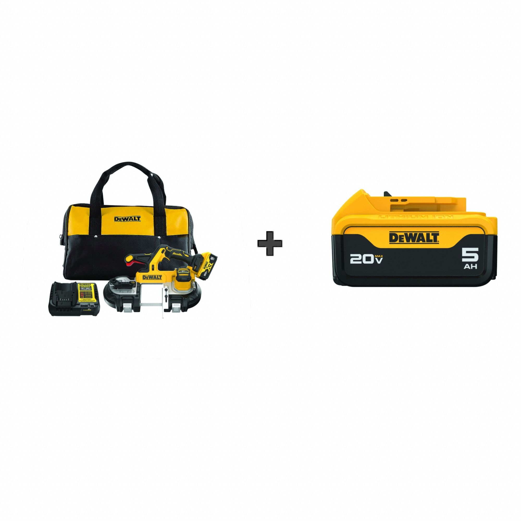 Band Saw Kit: 2 Batteries, 1 Charger, 35 3/8 in Blade Lg, 3 3/8 in Cutting Lg - Max