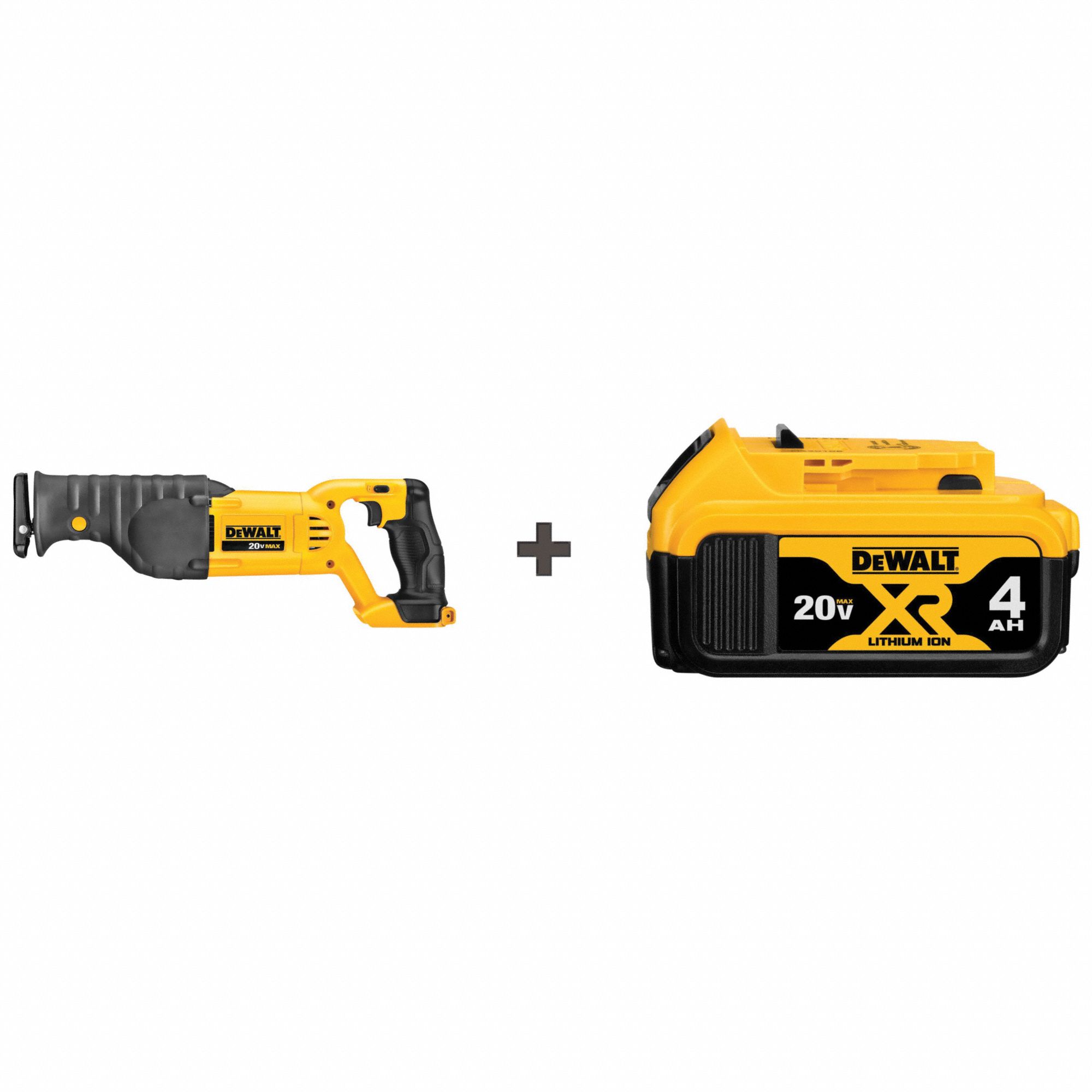 Cordless Recip Saw, 3000SPM, 20VDC, Battery