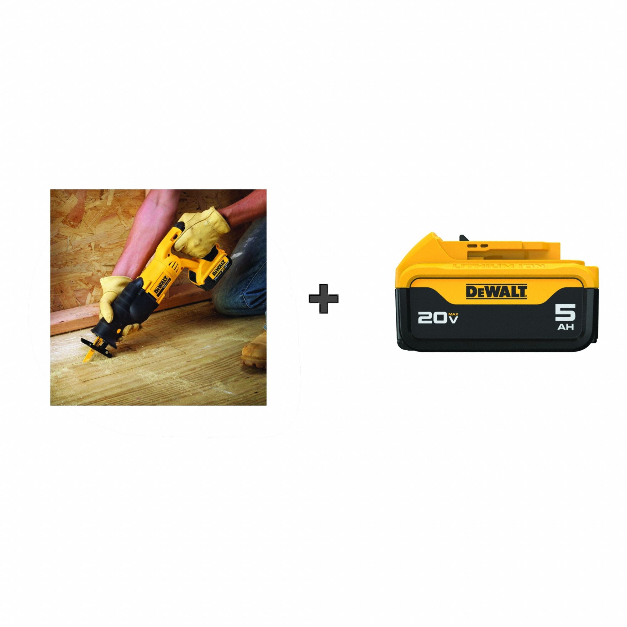 Cordless Recip Saw, 3000 SPM, 20VDC